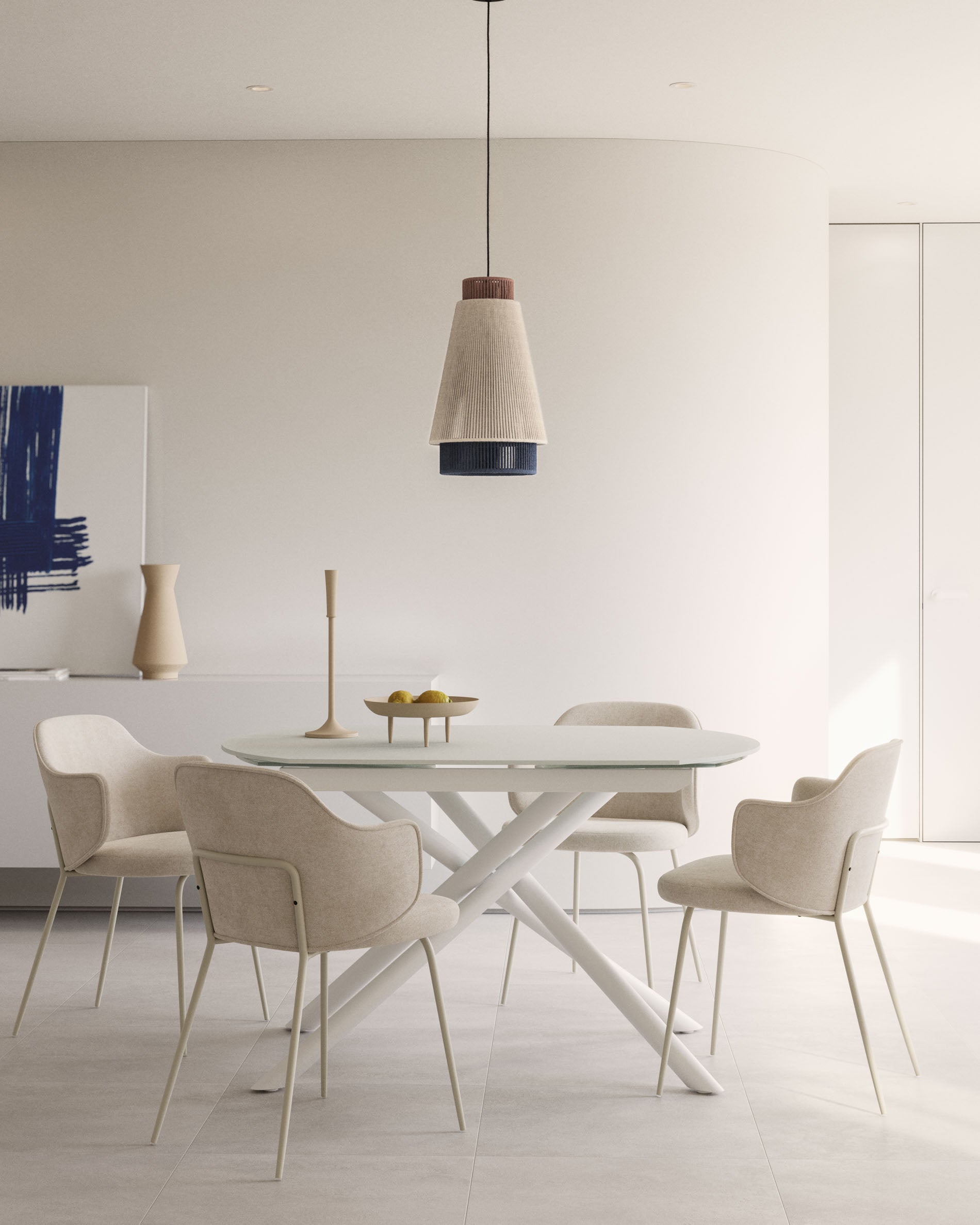 Yunia chair in beige with steel legs in a painted beige finish FSC 100% - Lifestyle