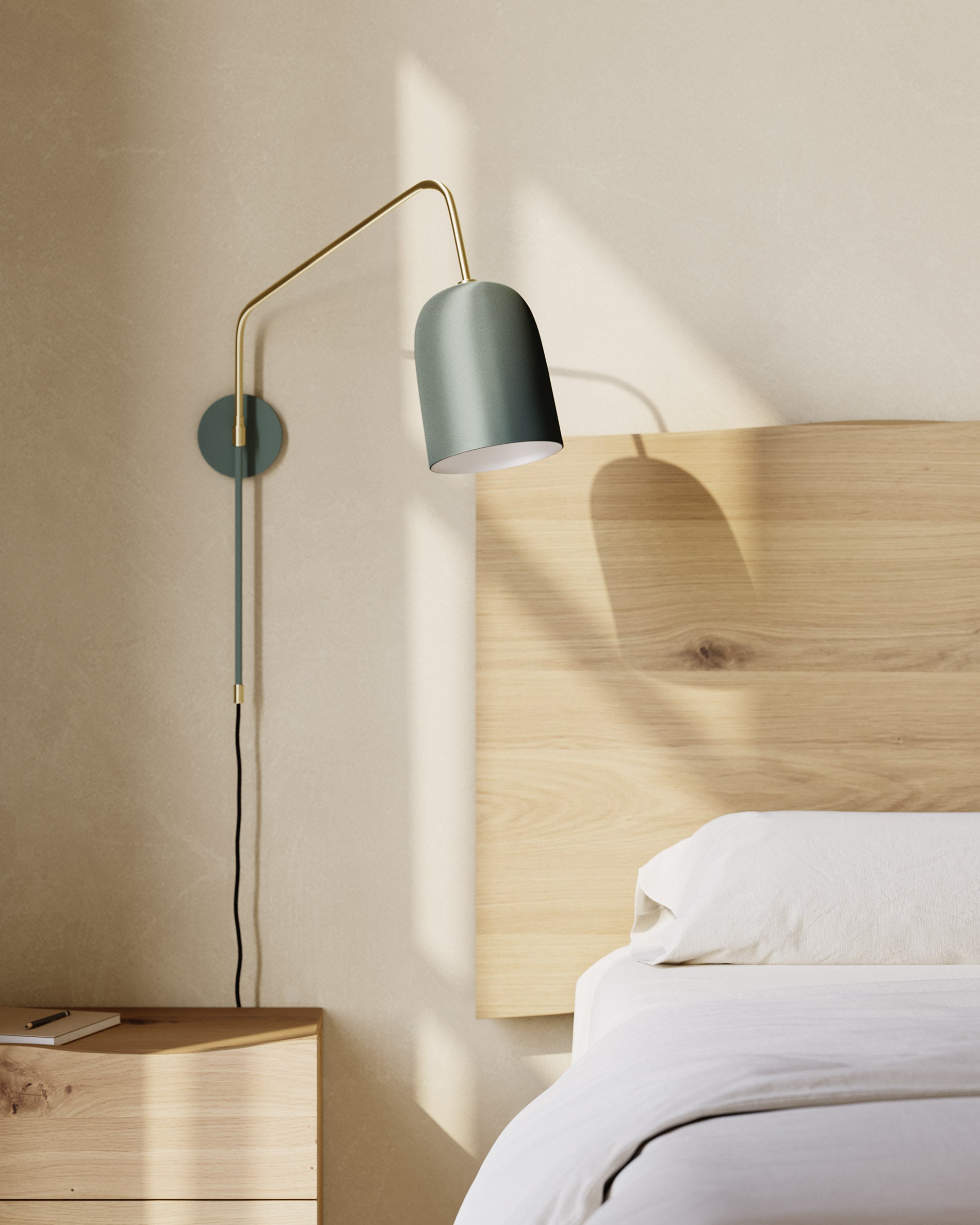 Audrie wall light in steel with green painted finish - Lifestyle