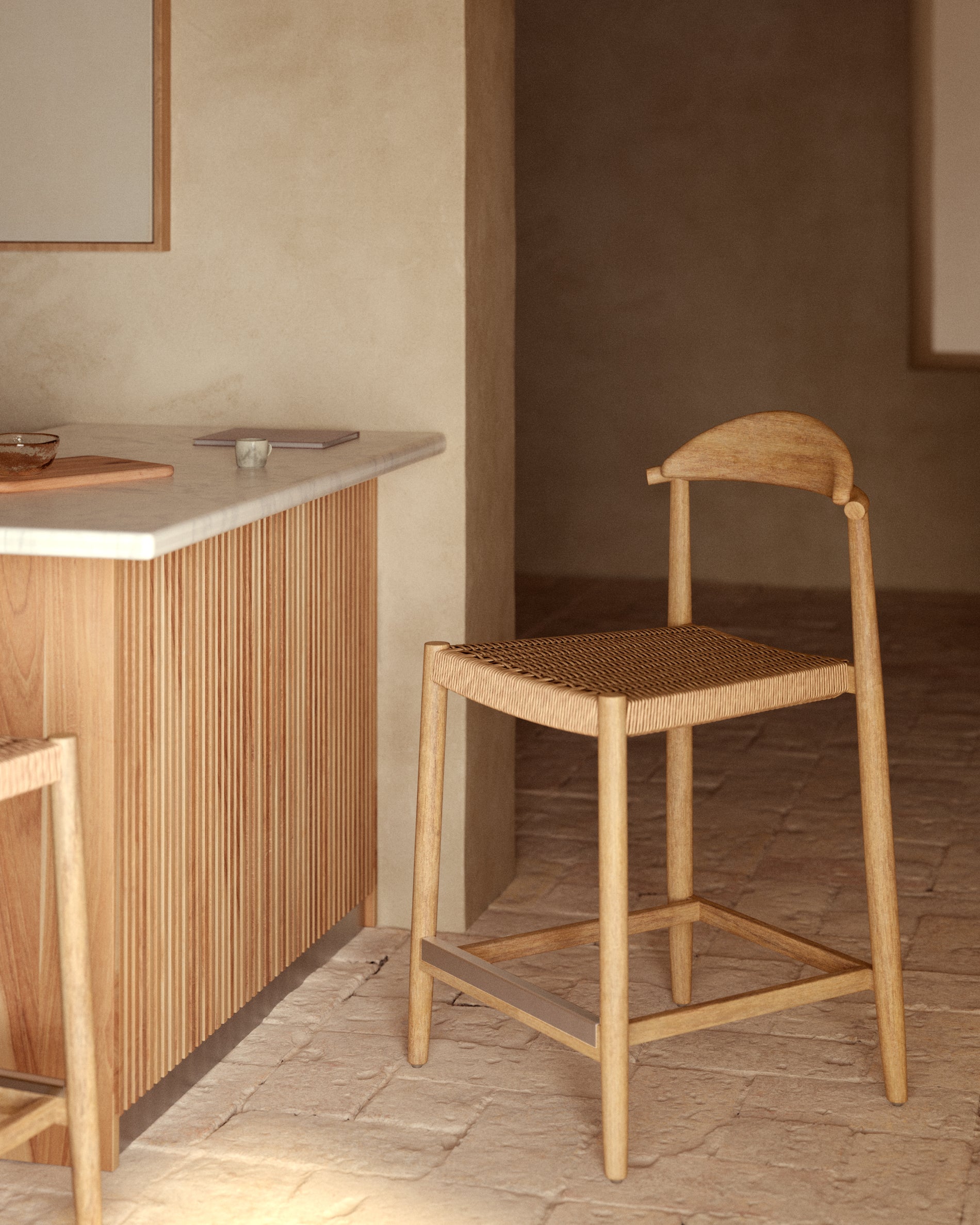 Nina stool in solid acacia wood height 62 cm - Lifestyle