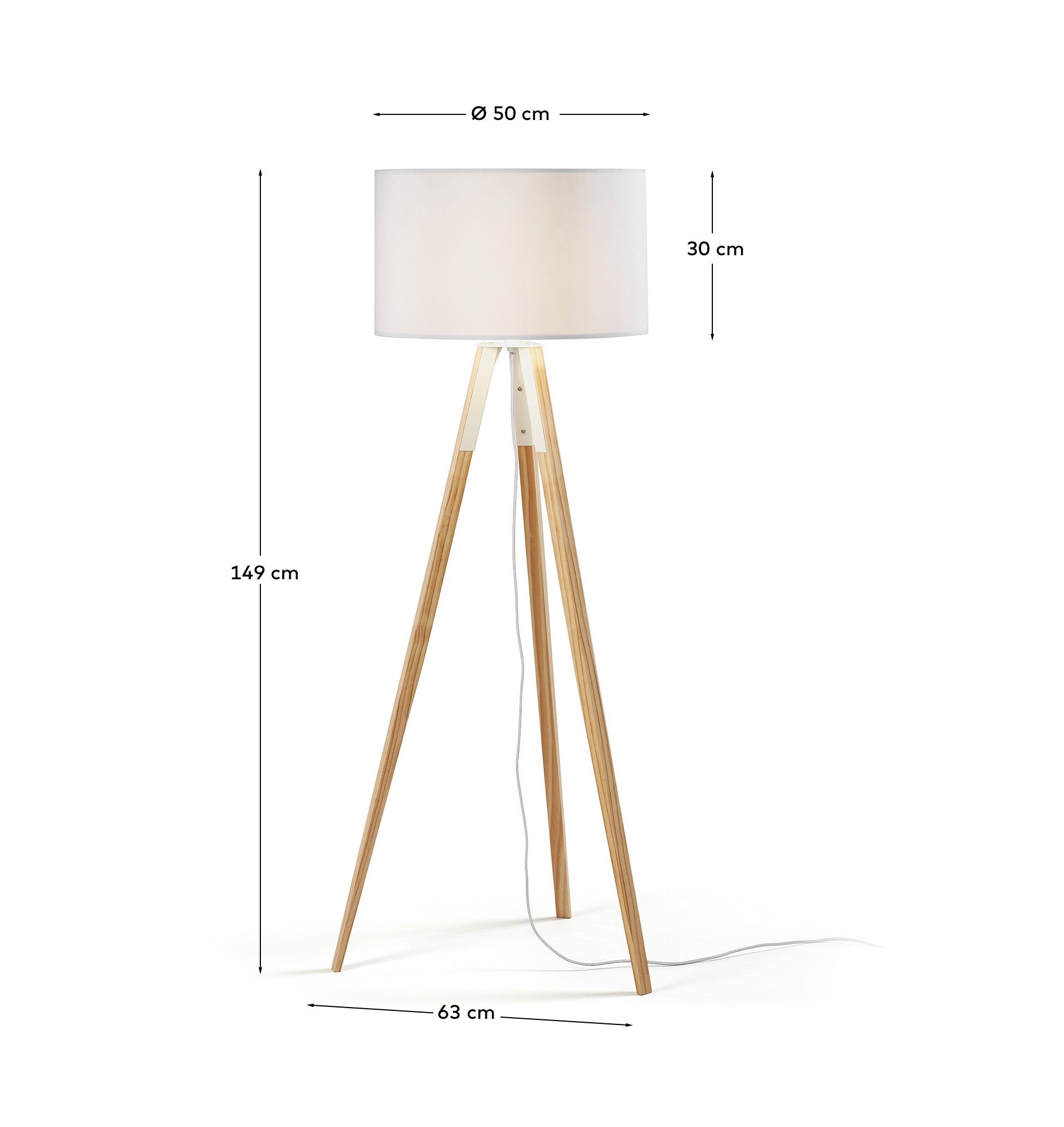 Iguazu floor lamp in solid pine wood - Measurements