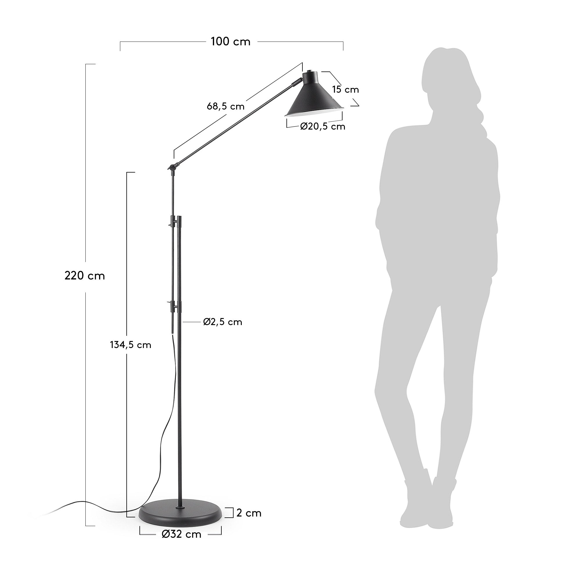Dione steel floor lamp - Measurements