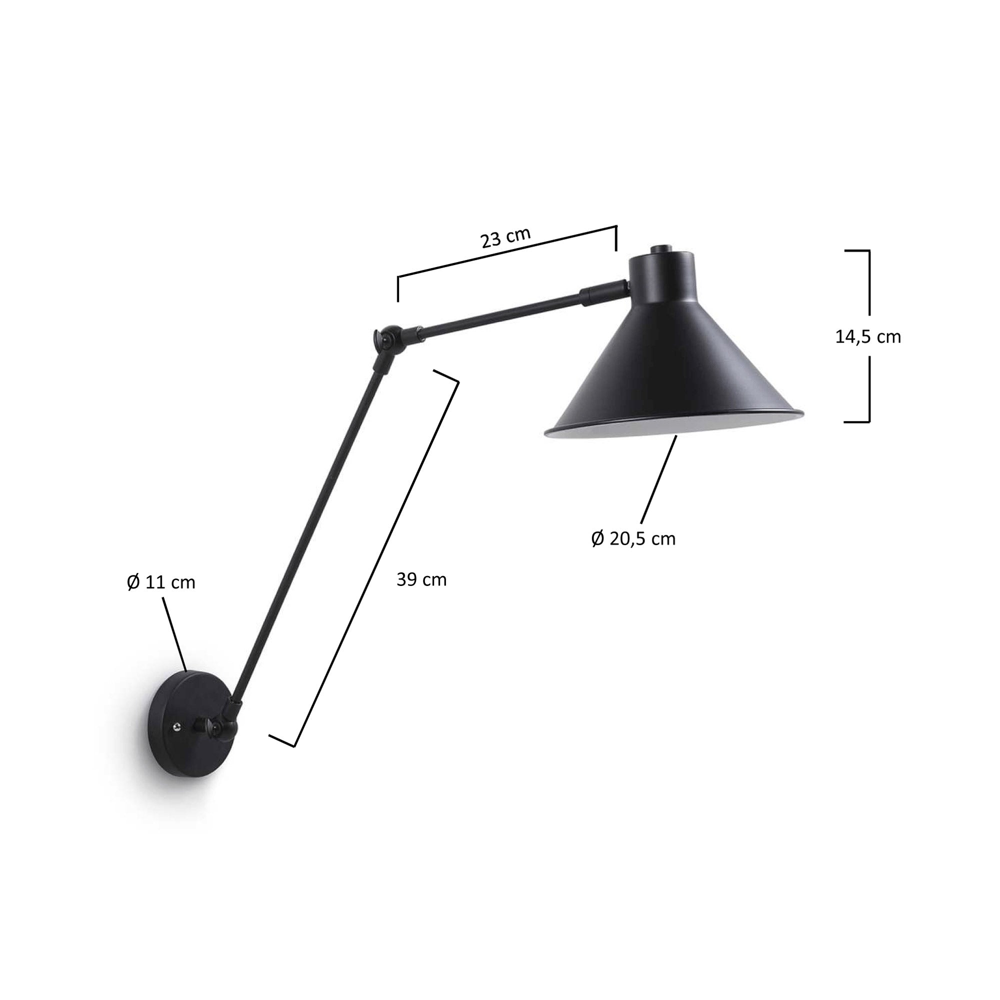 Dione wall lamp black - Measurements