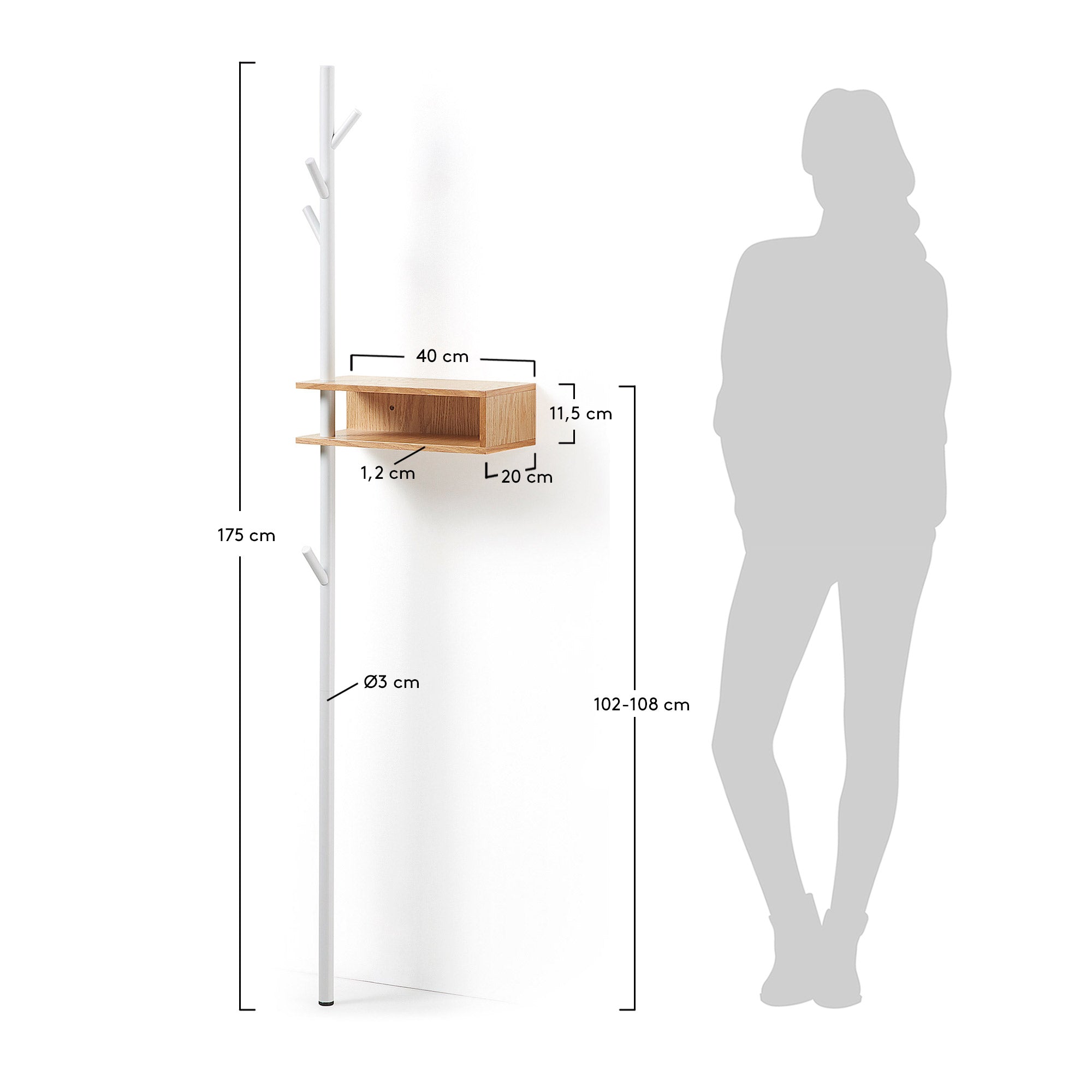 Benny coat rack, 175 cm - Measurements