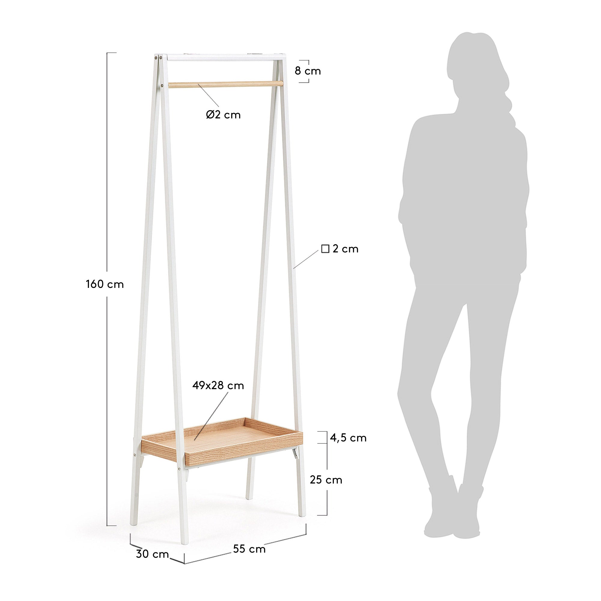 Benny coat rack 55 x 160 cm - Measurements