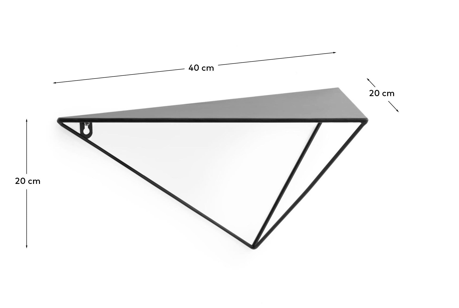 Teg prism shelf in steel with black finish 40 x 20 cm - Measurements