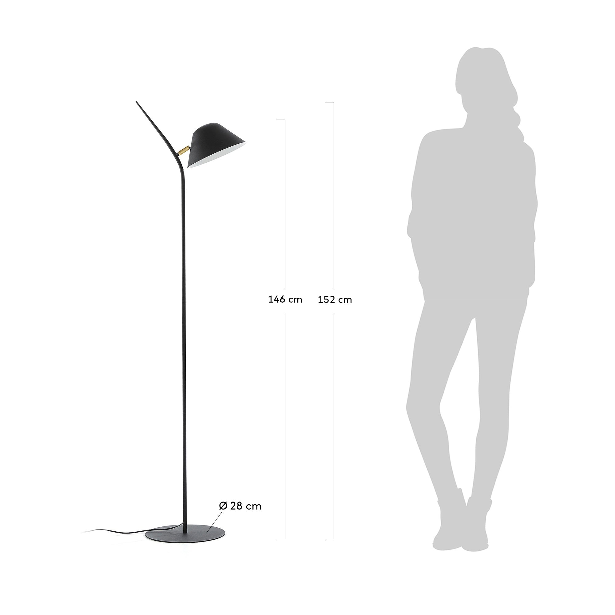 Aurelia floor lamp in steel with black finish - Measurements