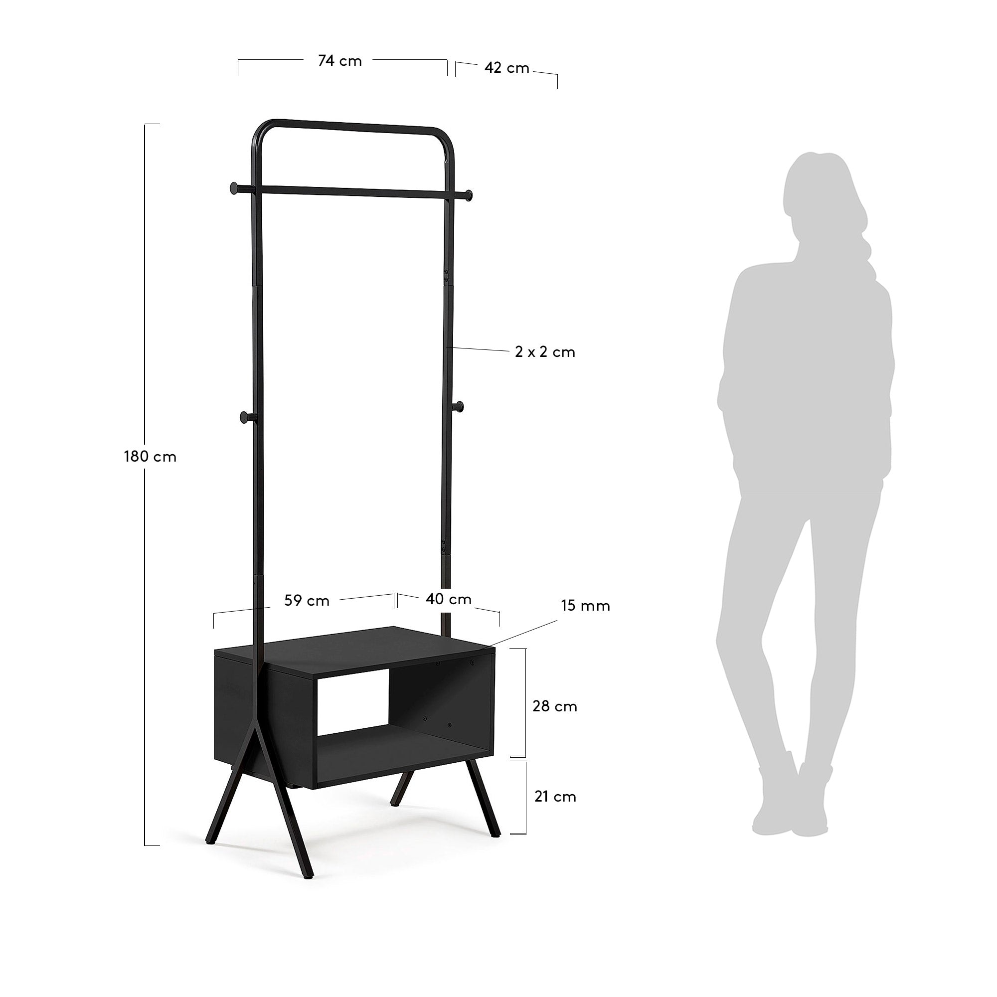 Celsie coat rack 74 x 180 cm - Measurements