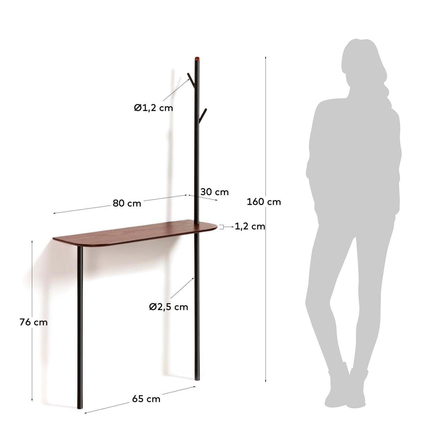 Marcolina console and coat rack 80 x 160 cm - Measurements