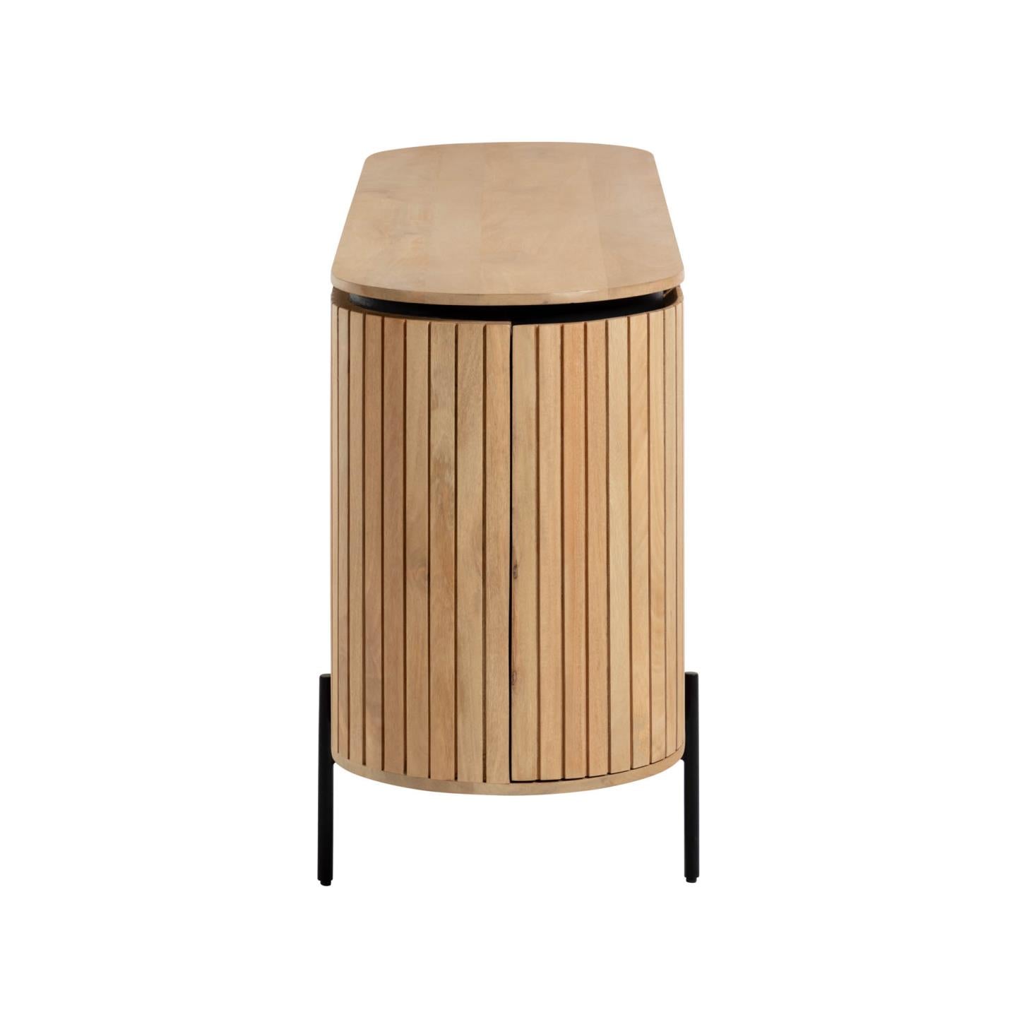 Licia solid mango wood sideboard with 4 doors and black finish metal, 170 x 80 cm - Product Image