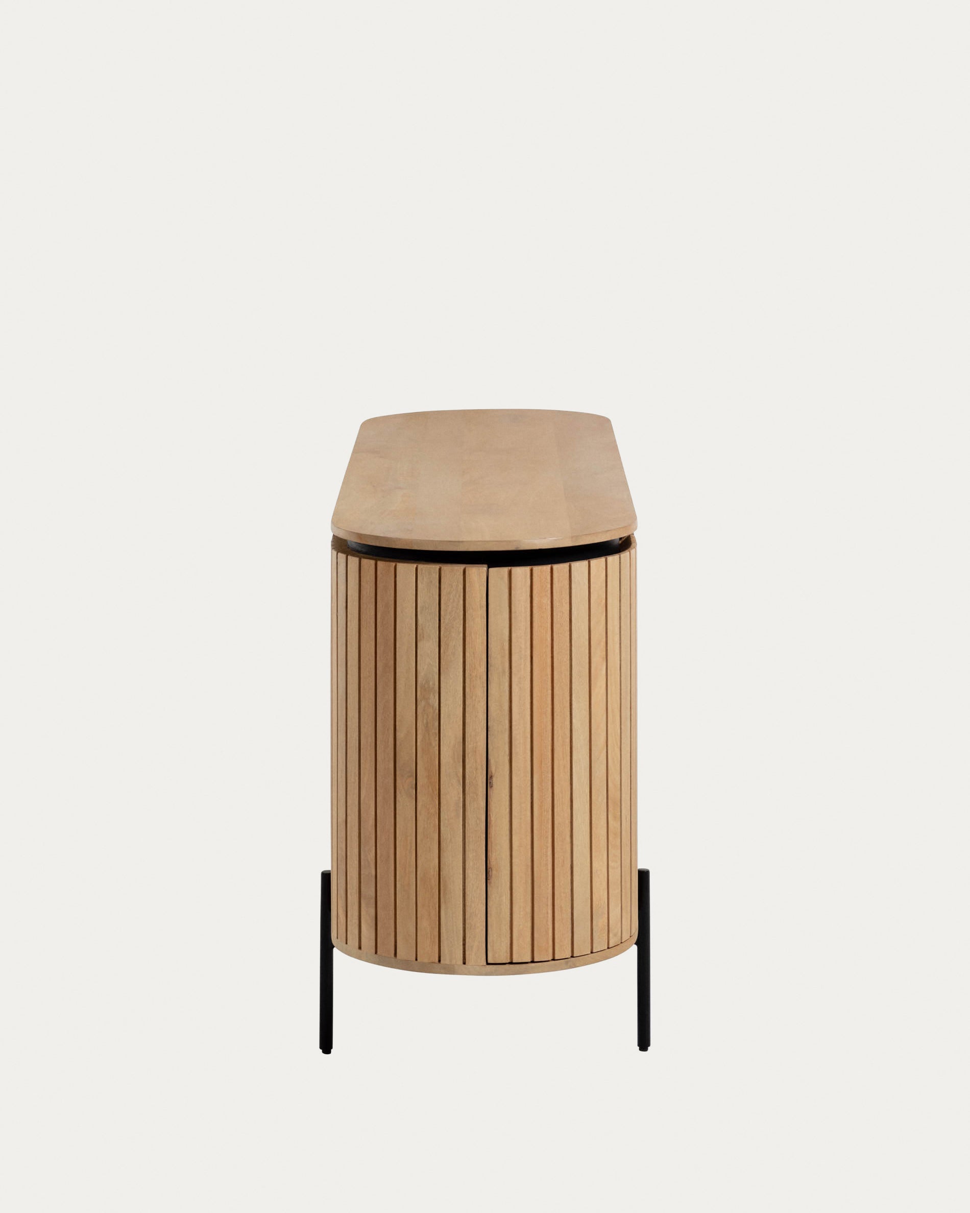 Licia solid mango wood sideboard with 4 doors and black finish metal, 170 x 80 cm - Product View