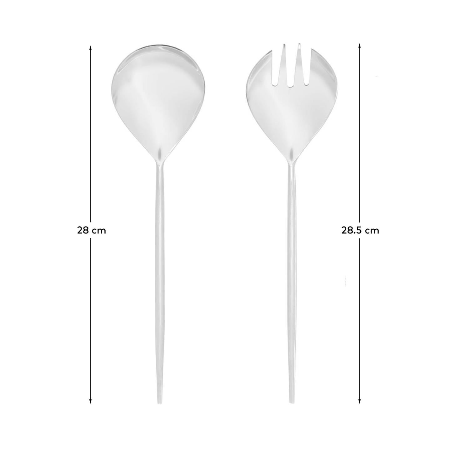 Crisps 2-piece cutlery set for salad silver - Measurements
