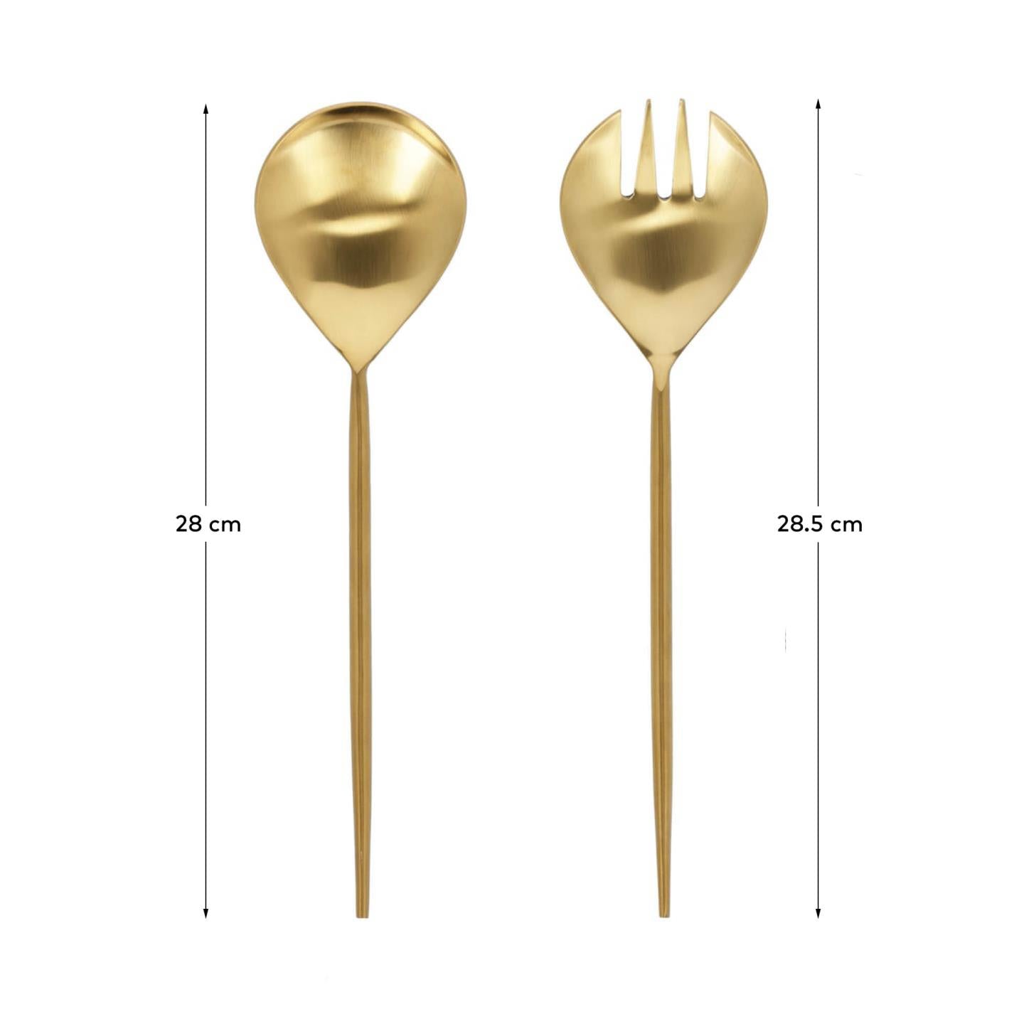 Lite 2-piece cutlery set for salad gold - Measurements