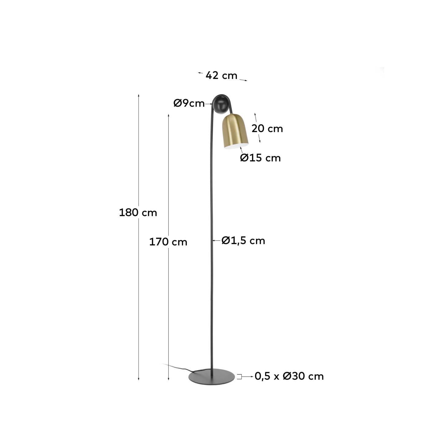 Natsumi metal and wood floor lamp - Measurements