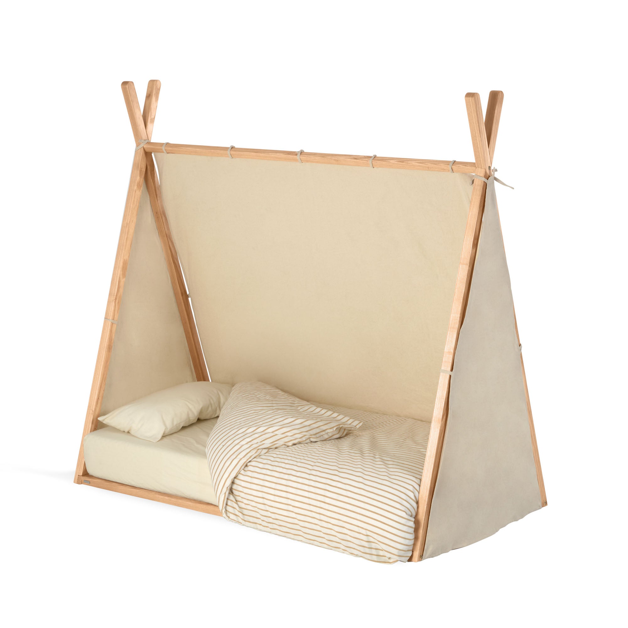 Maralis teepee bed made of solid beech wood with a natural finish, for 70 x 140 cm mattresses - Product Image