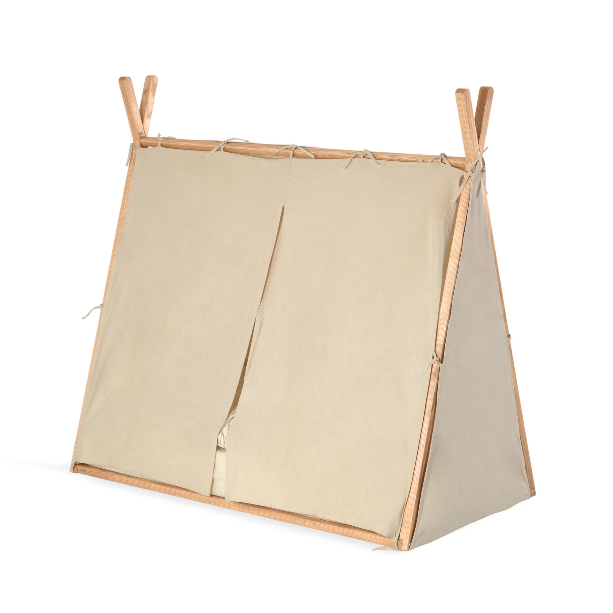Maralis teepee bed made of solid beech wood with a natural finish, for 70 x 140 cm mattresses - Product Image