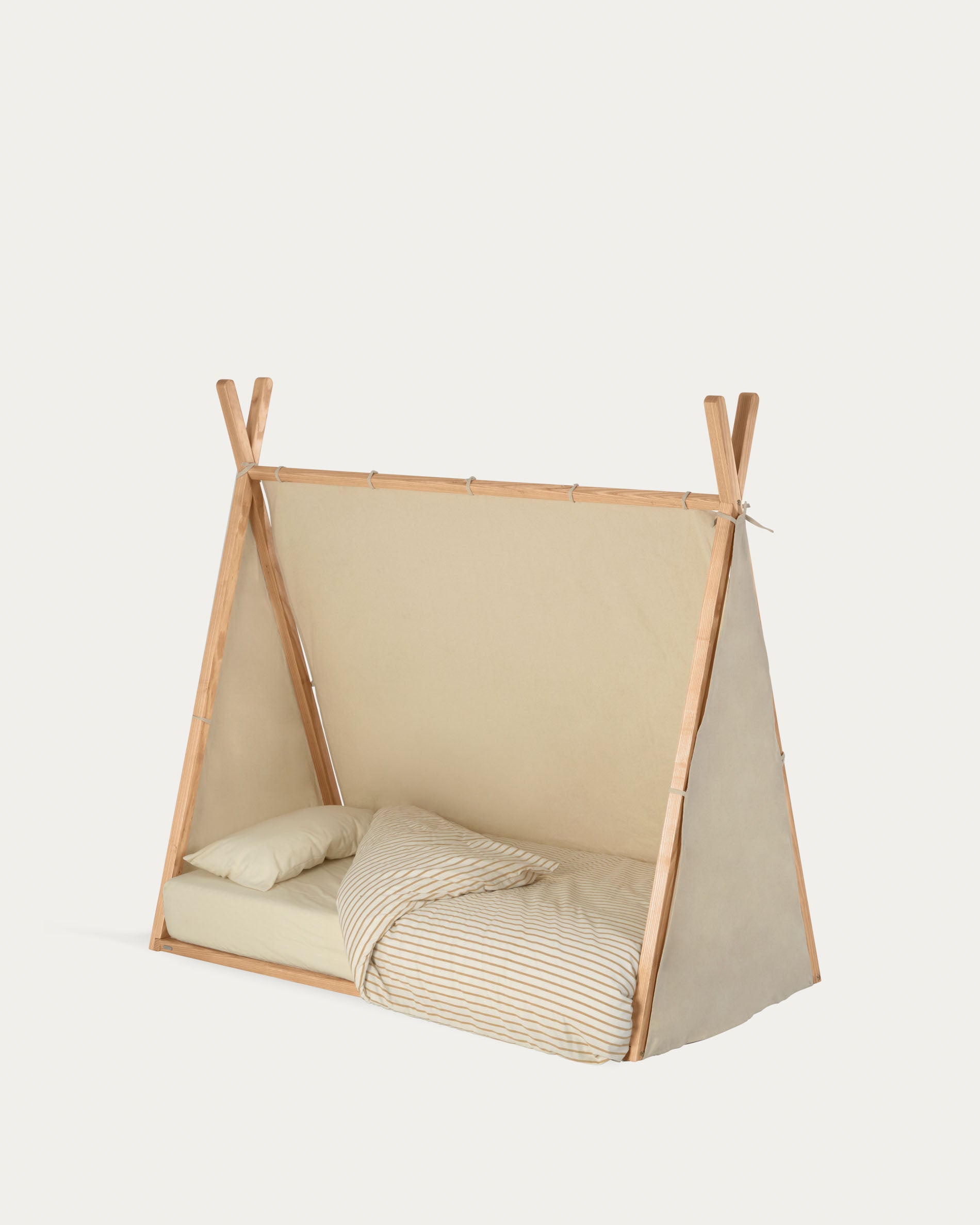 Maralis teepee bed made of solid beech wood with a natural finish, for 70 x 140 cm mattresses - Product View