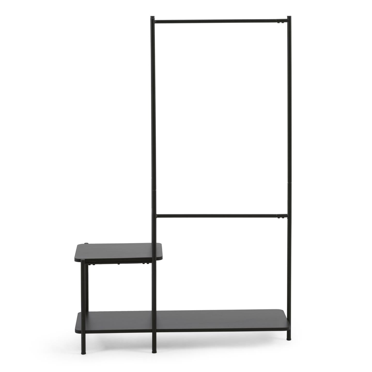 Galatia melamine and metal clothes rail with bench in black finish 100 x 150 cm - Product Image