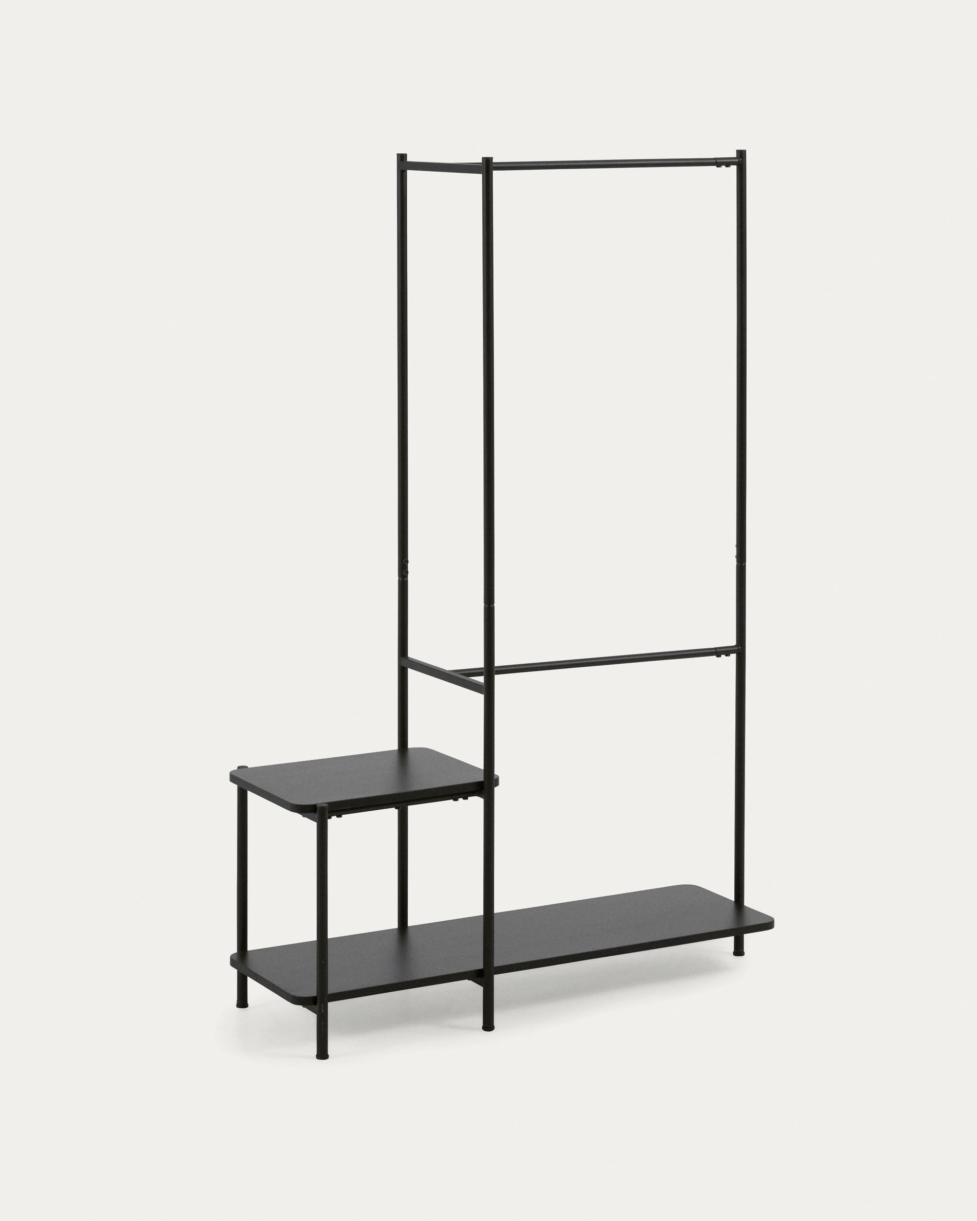 Galatia melamine and metal clothes rail with bench in black finish 100 x 150 cm - Product View