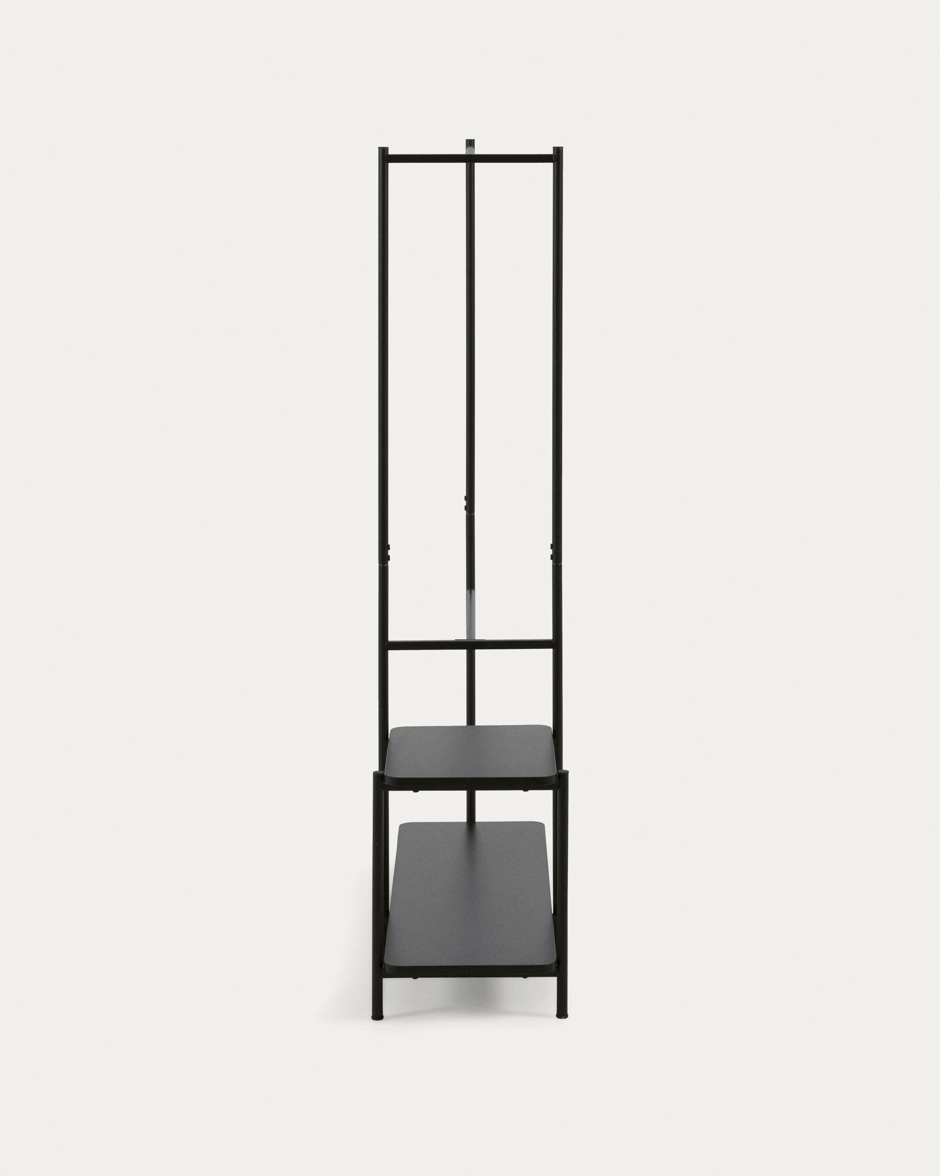 Galatia melamine and metal clothes rail with bench in black finish 100 x 150 cm - Product View