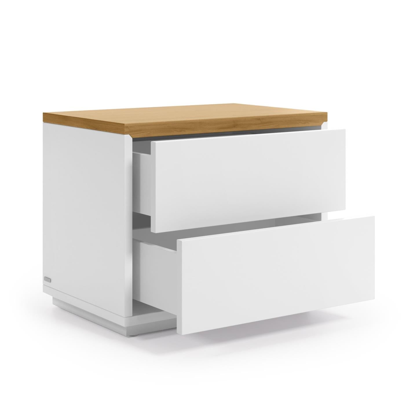 Abilen oak veneer and white lacquer bedside table 53 x 44 cm FSC 100% - Product Image