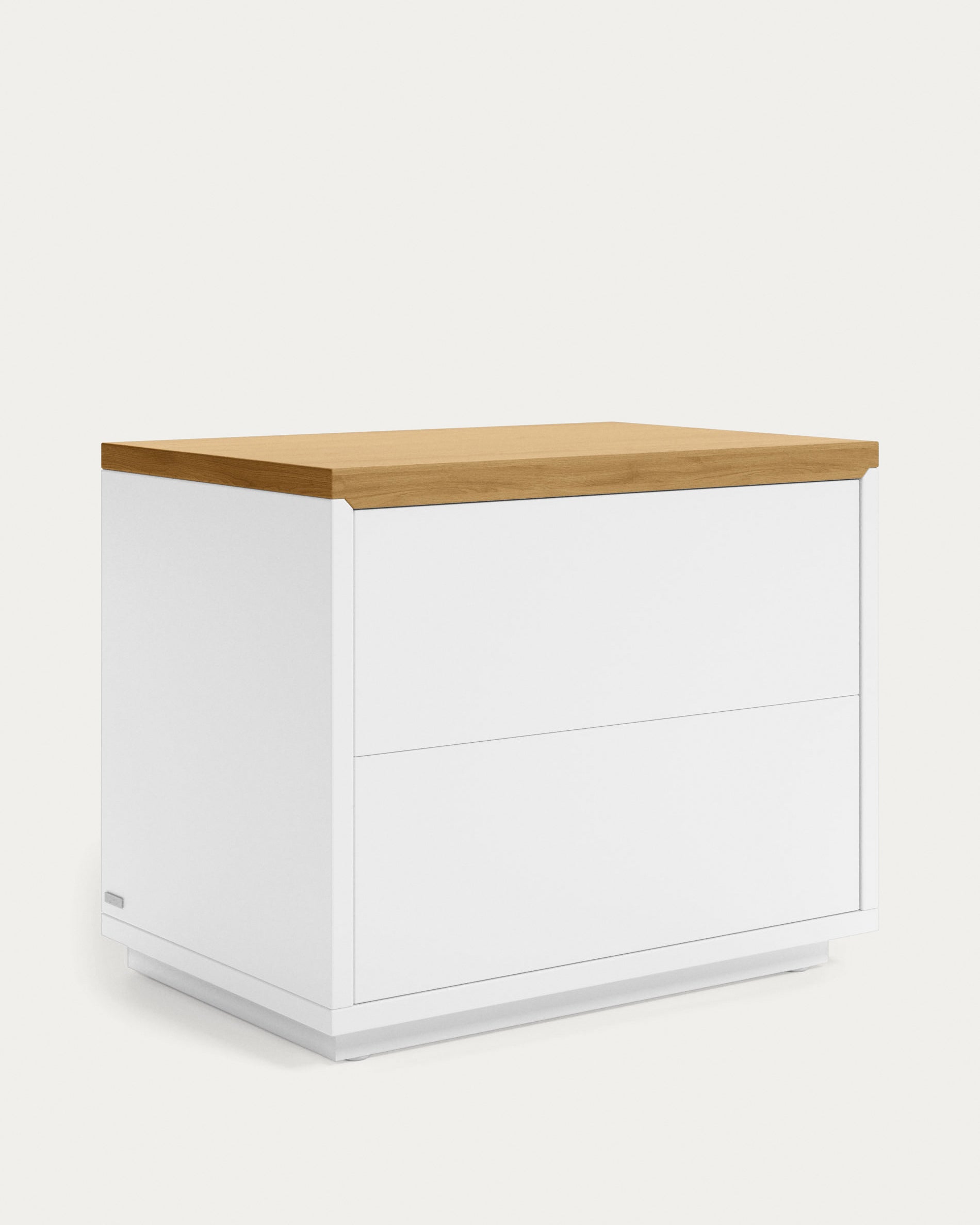 Abilen oak veneer and white lacquer bedside table 53 x 44 cm FSC 100% - Product View