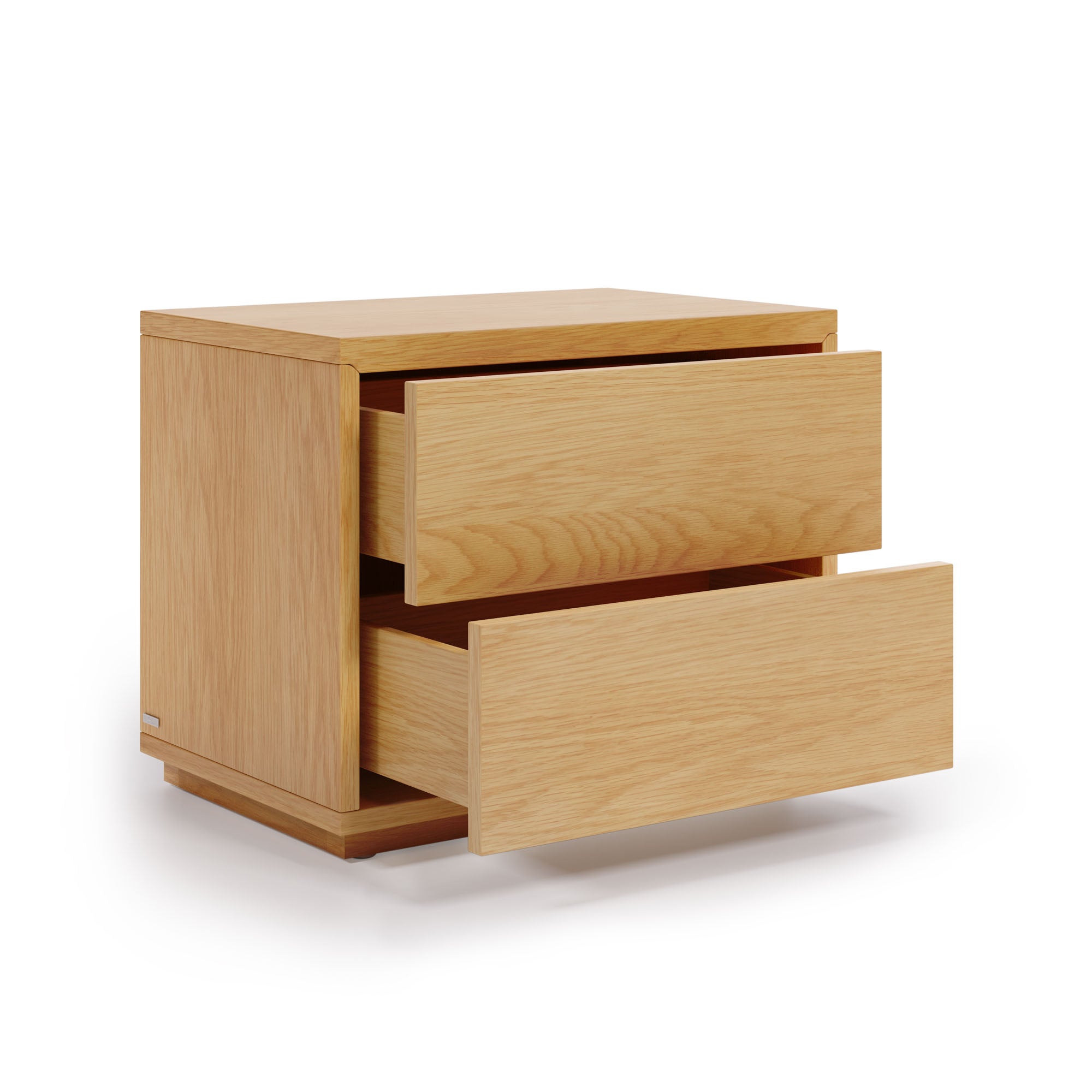 Abilen oak veneer and white lacquer bedside table, 53 x 44 cm, certified FSC 100% - Product Image