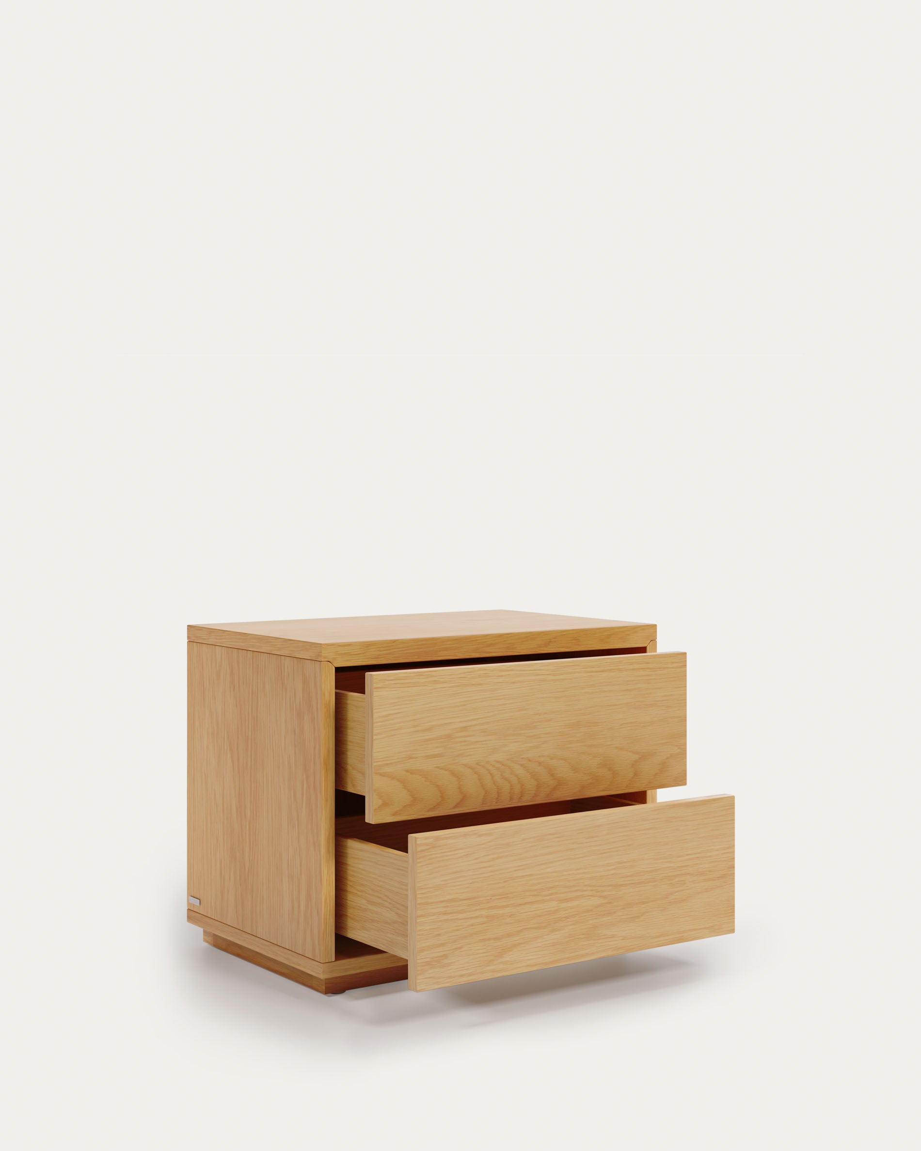 Abilen oak veneer and white lacquer bedside table, 53 x 44 cm, certified FSC 100% - Product View