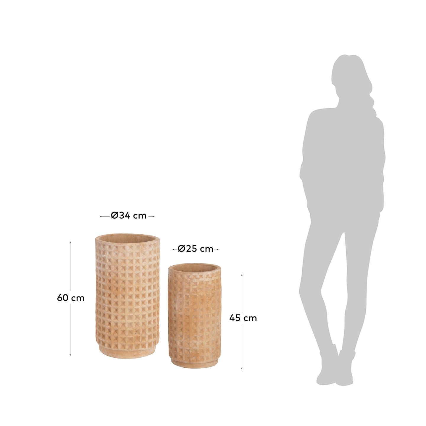 Celi set of 2 terracota plant pots, Ø 34 cm / Ø 25 cm - Measurements