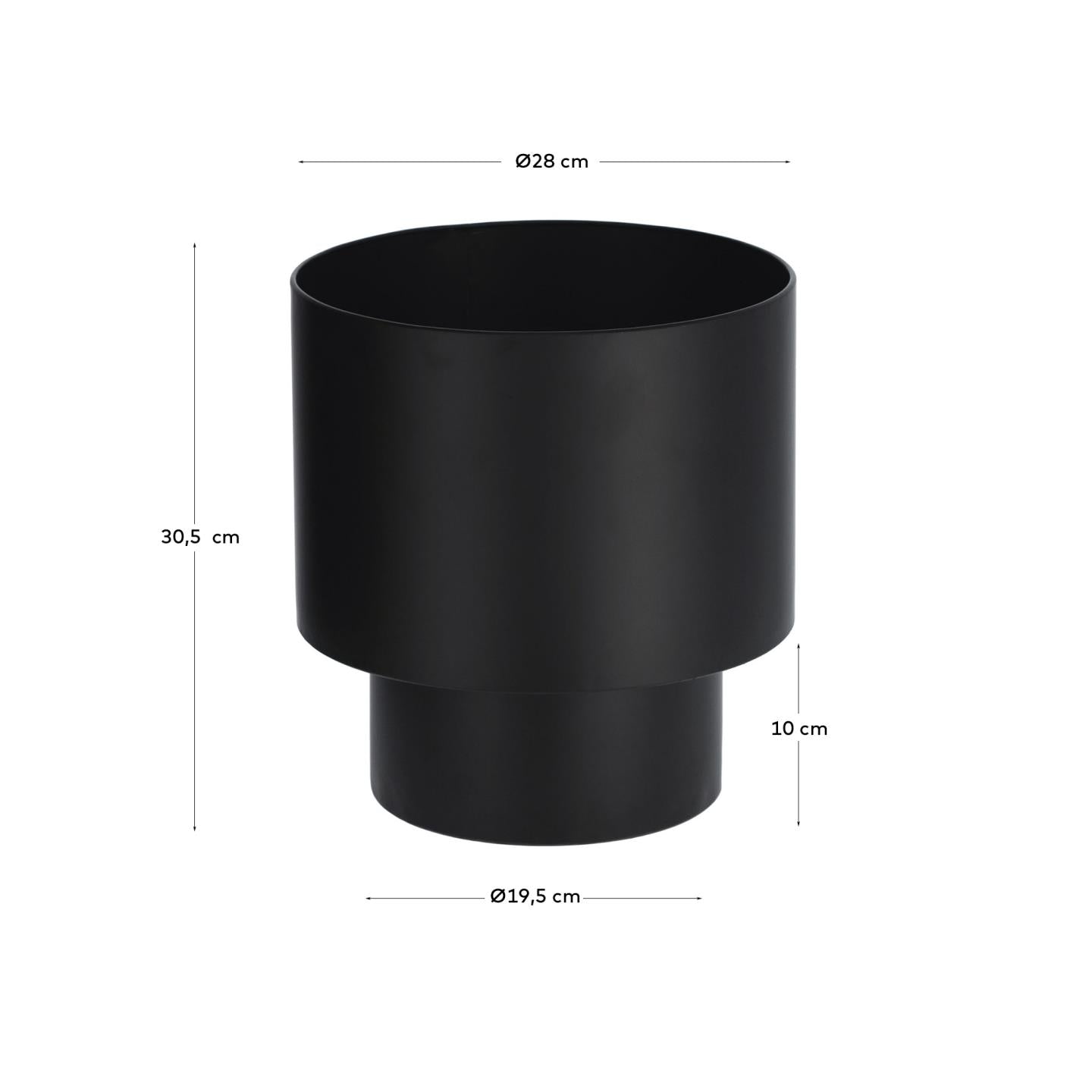 Mash black metal planter Ø 28 cm - Measurements