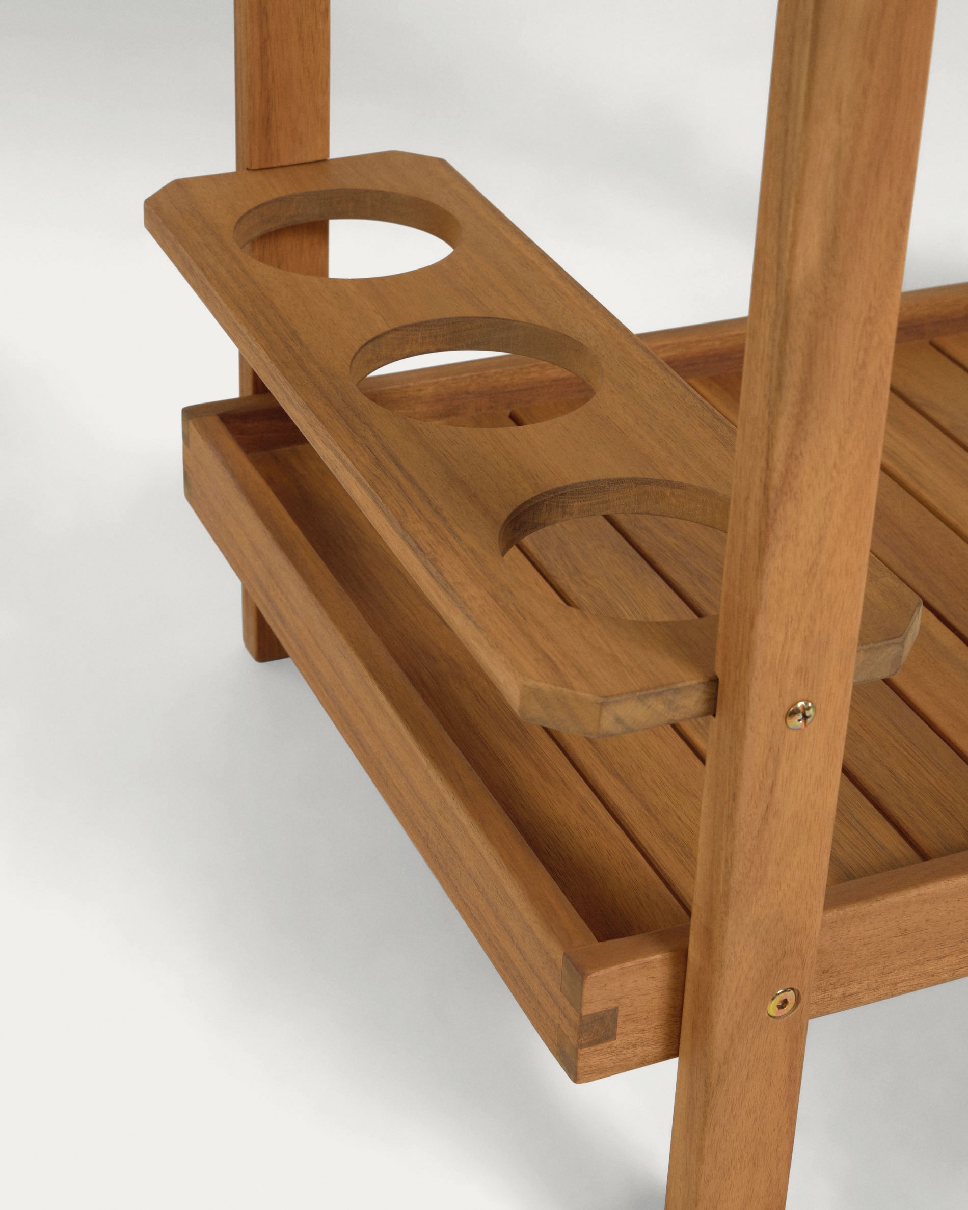 Felisa solid acacia hostess trolley FSC 100% - Detail