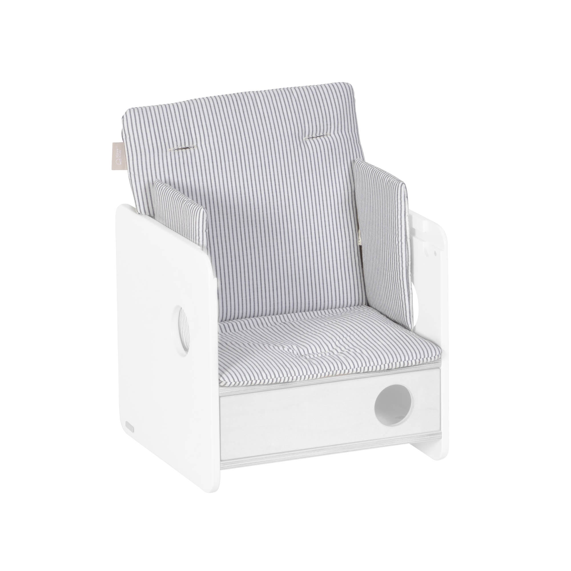 100% organic cotton (GOTS) Nuun highchair cushion in blue stripes - Product Image