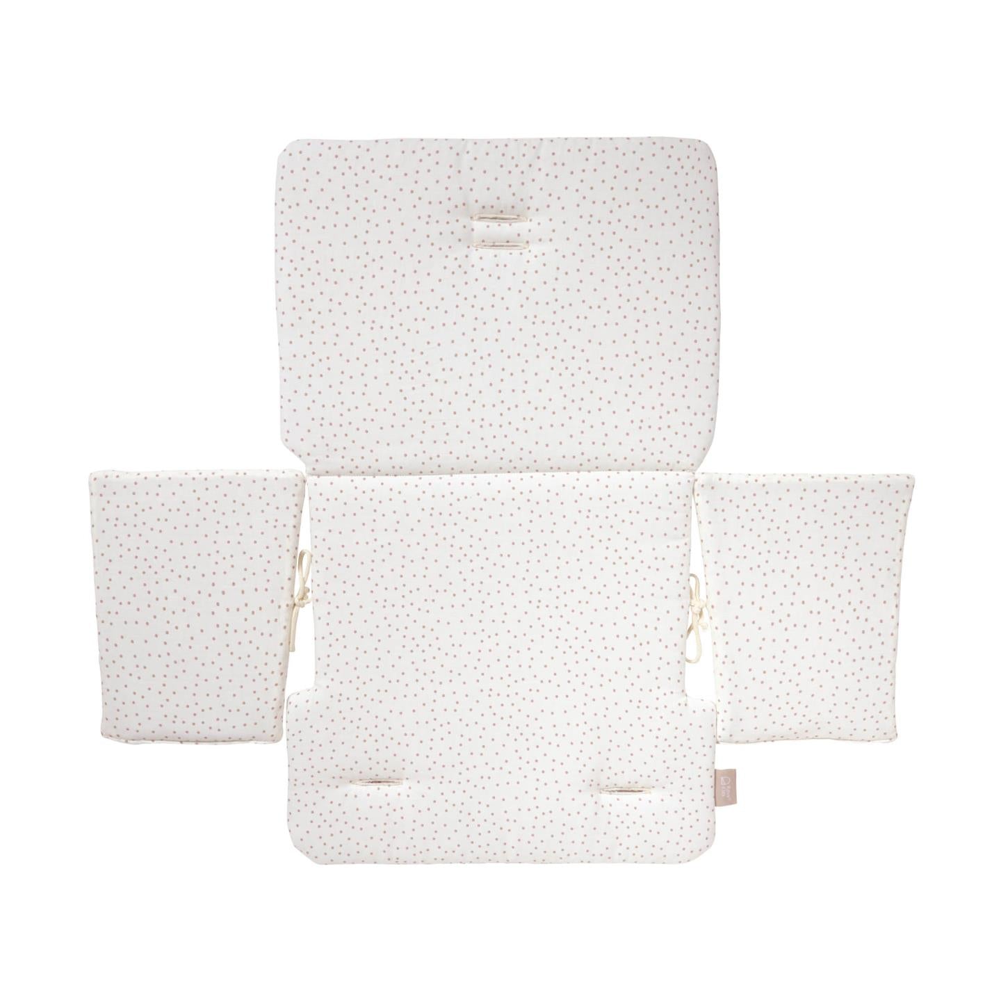100% organic cotton (GOTS) Nuun highchair cushion in pink polka dots - Product Image