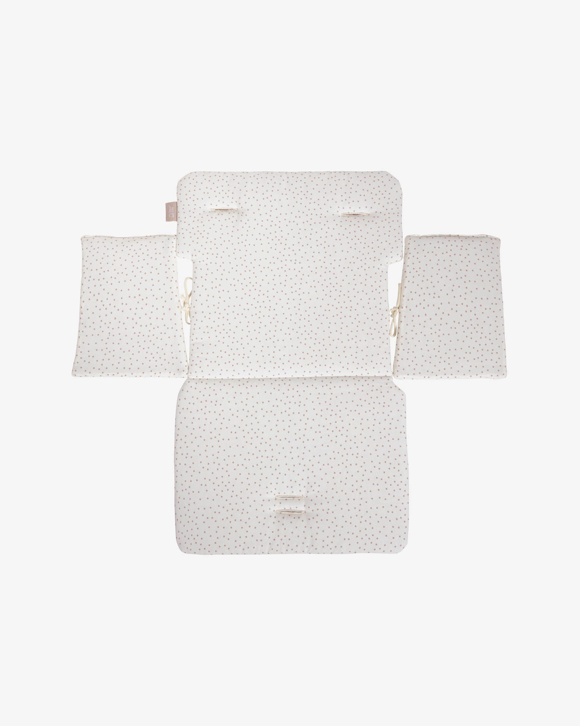 100% organic cotton (GOTS) Nuun highchair cushion in pink polka dots - Product View
