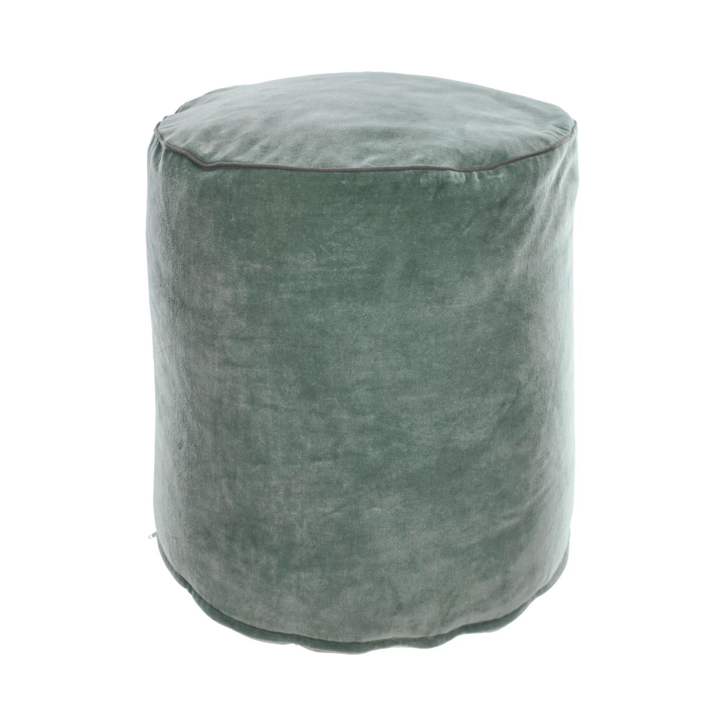 Brunetta round pouffe in dark turquoise velvet Ø 40 cm - Product Image