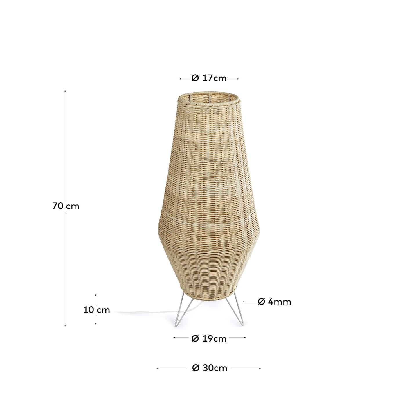 Large Kamaria floor lamp in rattan with natural finish - Measurements