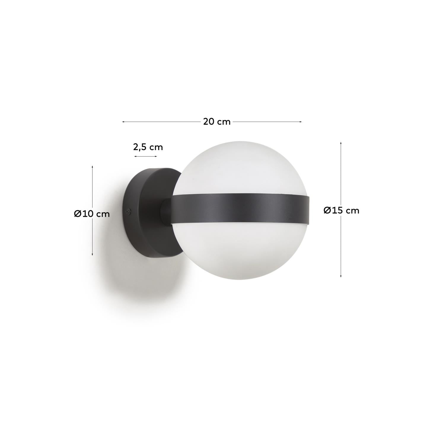 Anasol metal wall sconce with black finish - Measurements