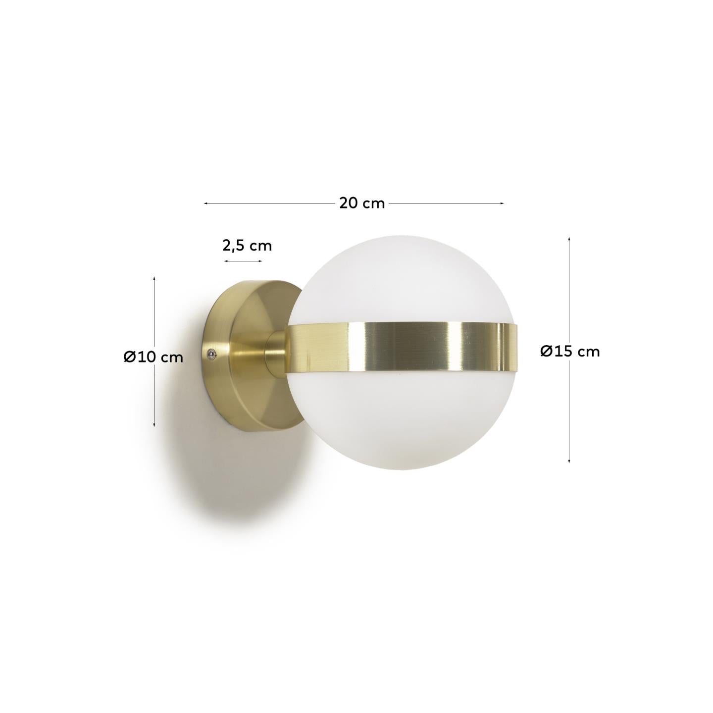 Anasol metal wall sconce with gold finish - Measurements