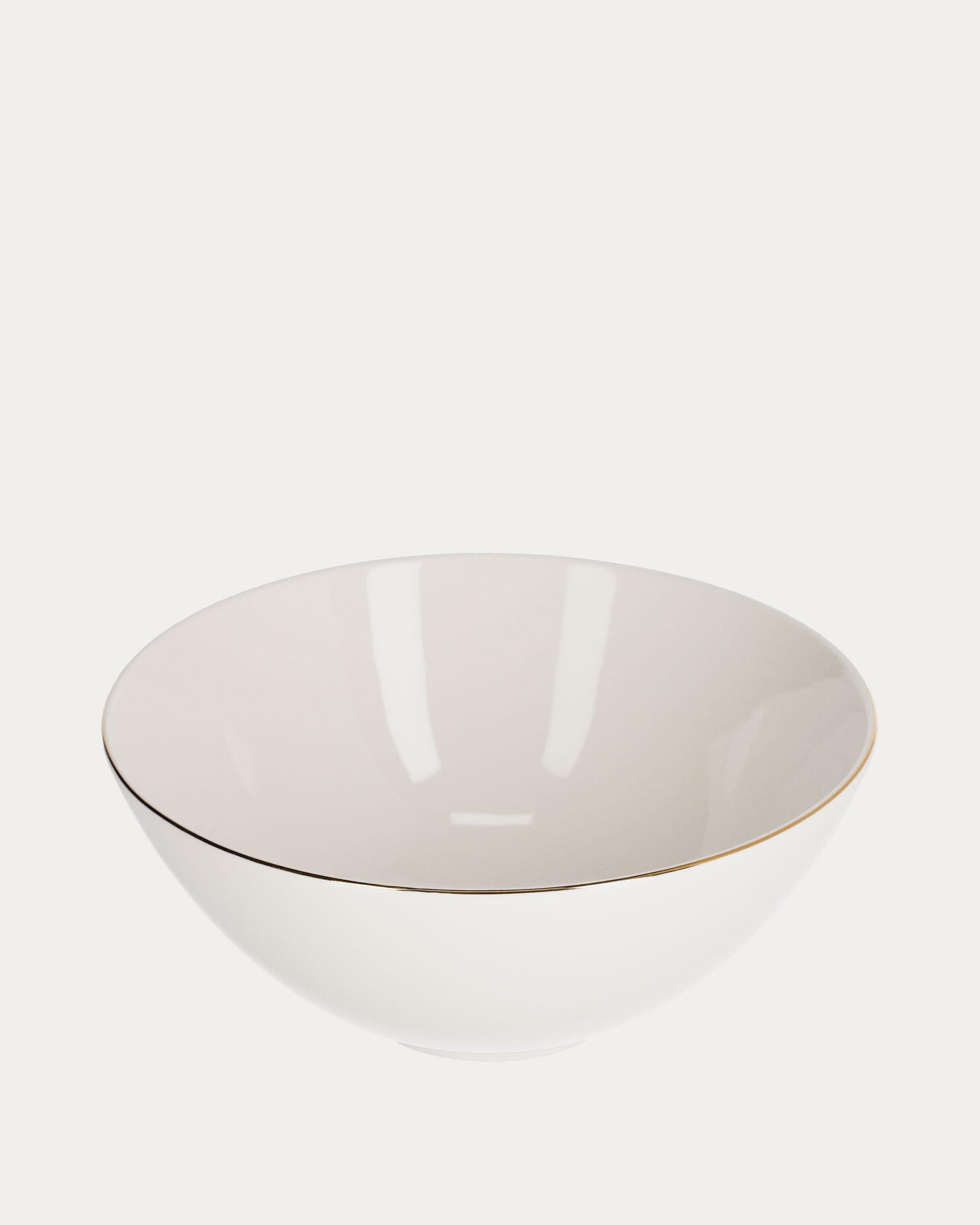 Taisia large porcelain bowl in white - Product View