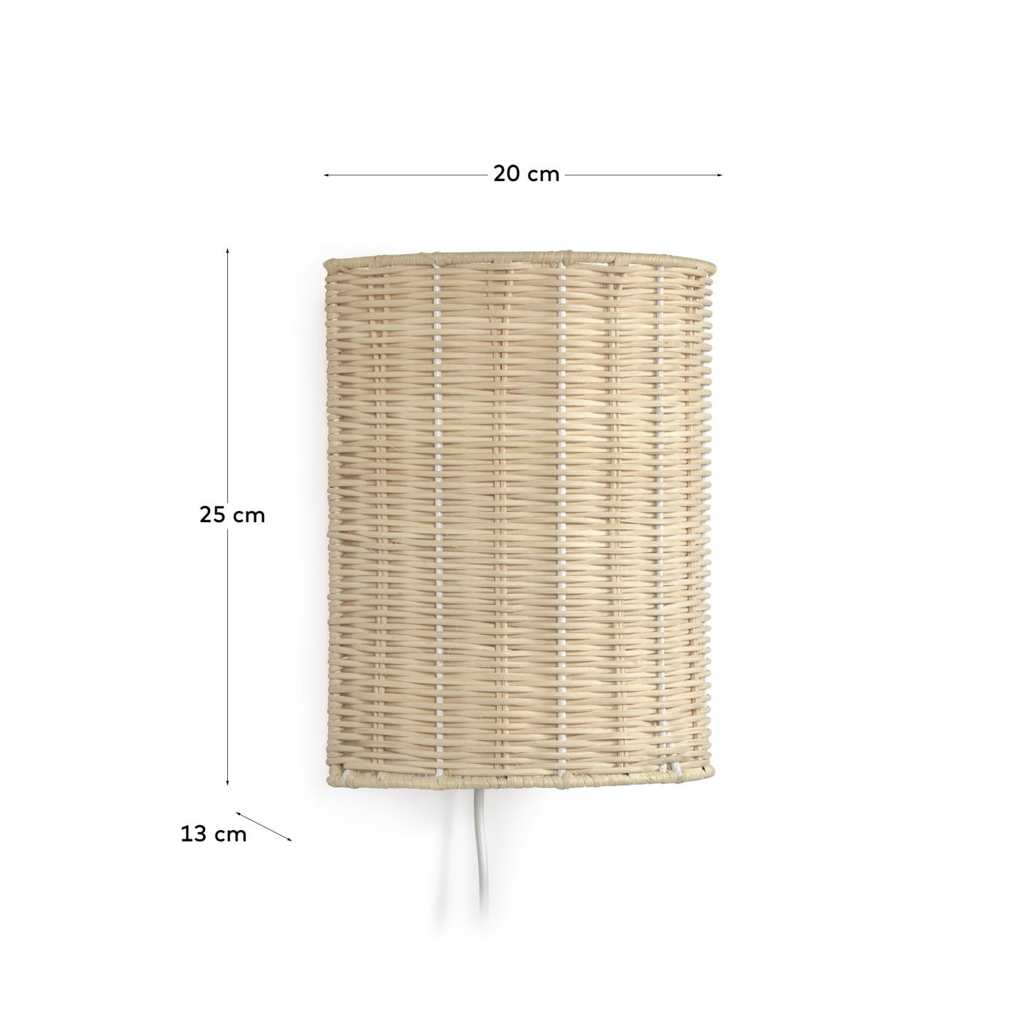 Kimjit wall light in rattan with natural finish - Measurements