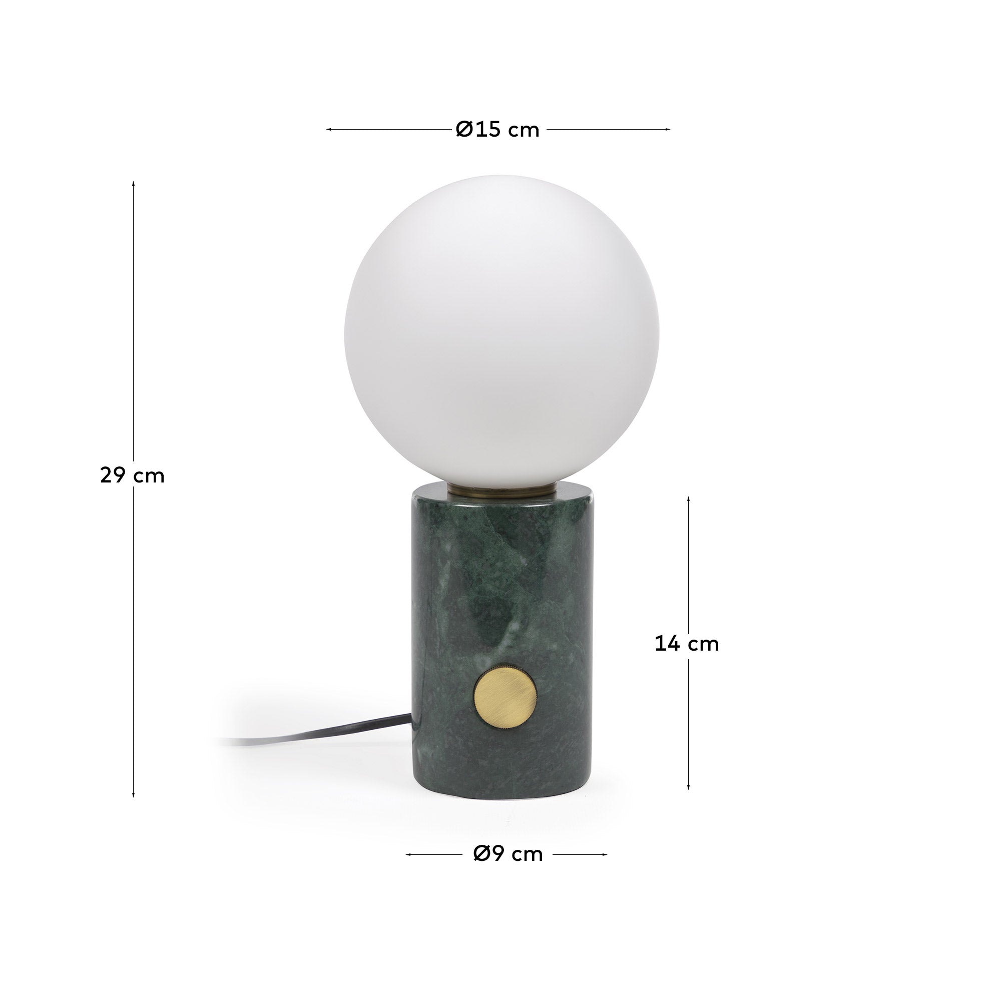 Lonela table lamp in marble with green finish - Measurements