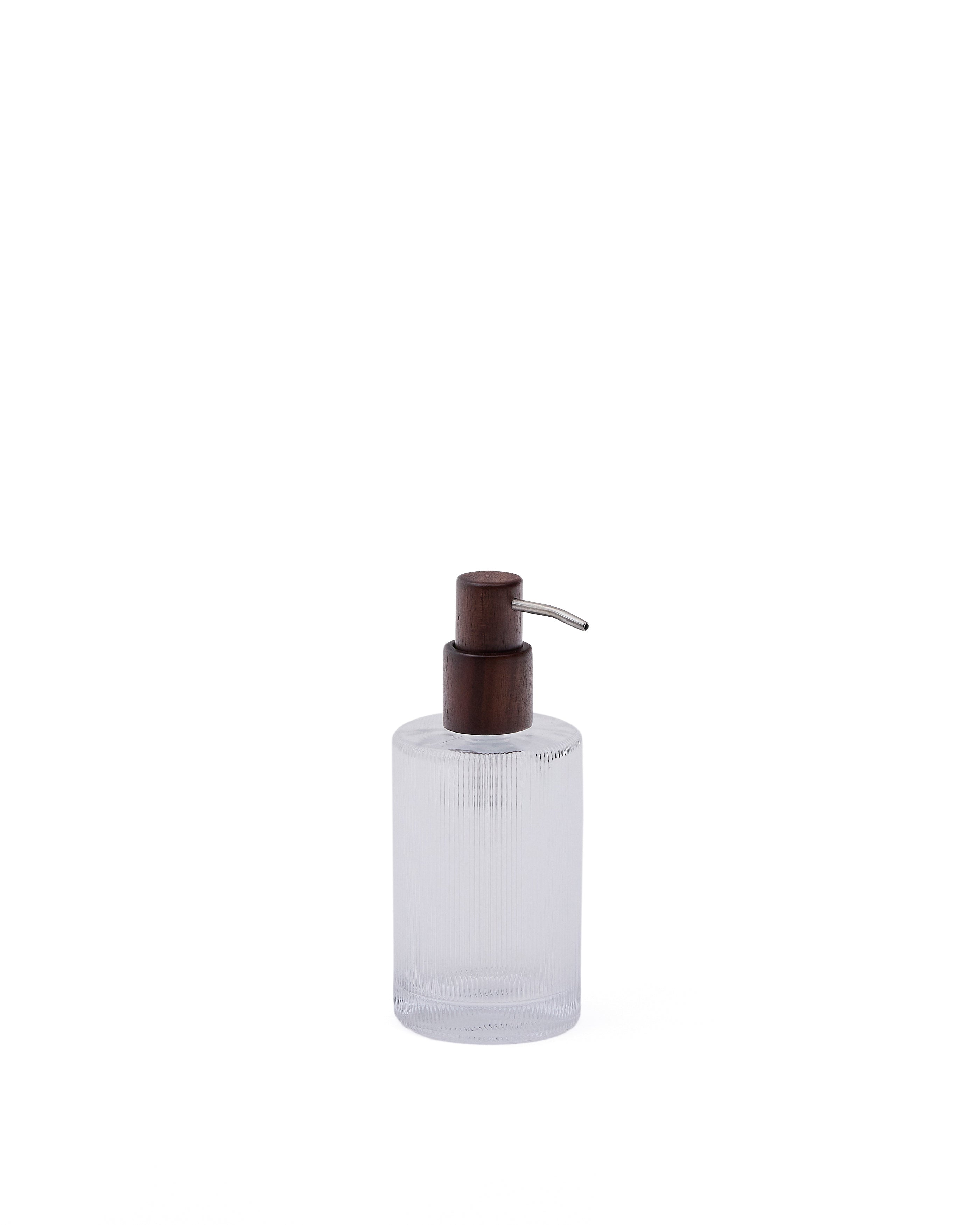 Arlem soap dispenser in clear glass and bamboo - Product Image
