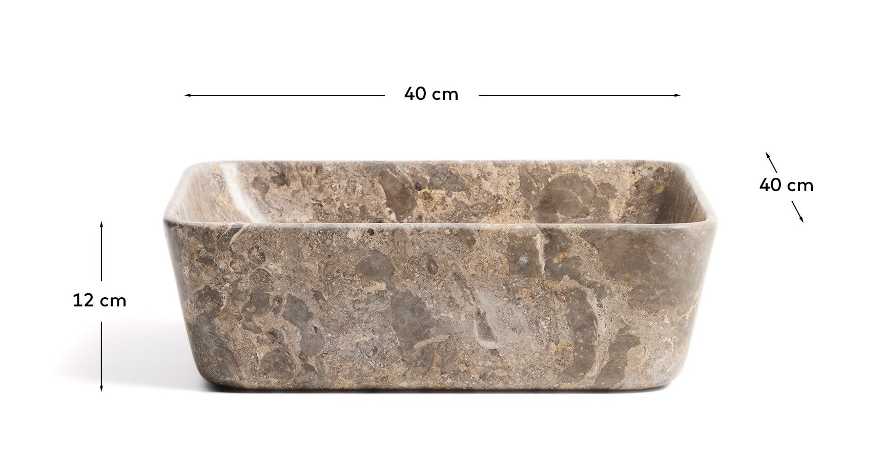 Darnen grey marble countertop washbasin 40 x 40cm - Measurements