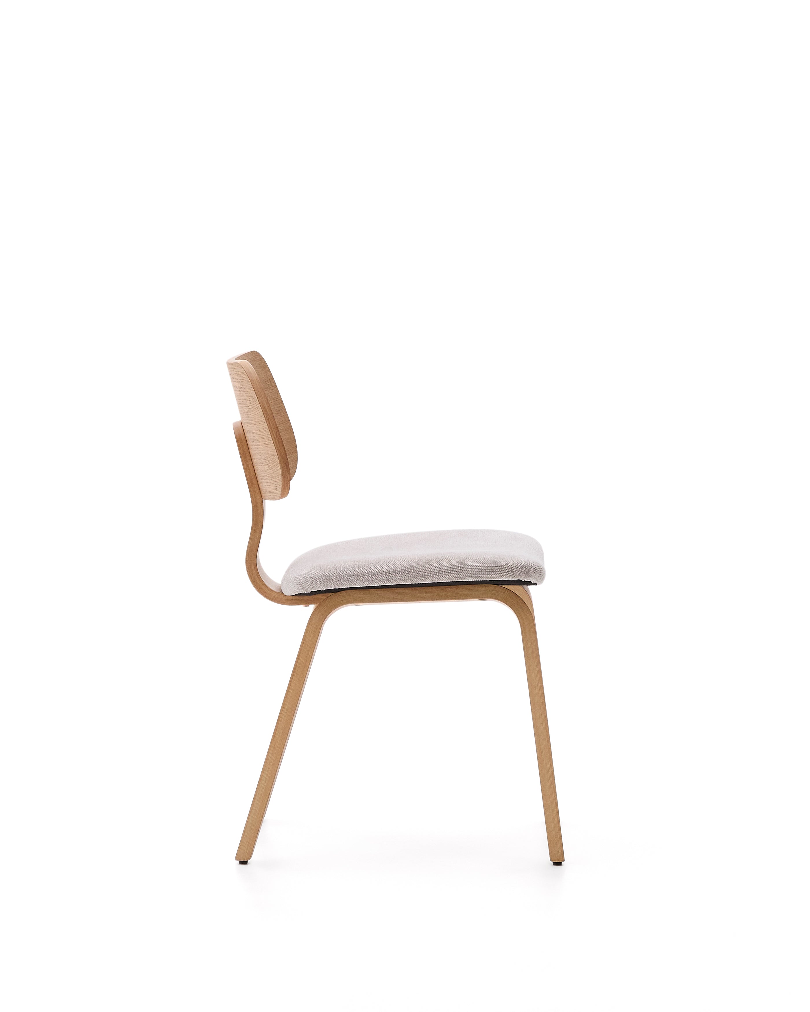 Gena chair in oak veneer and beige chenille - Product Image