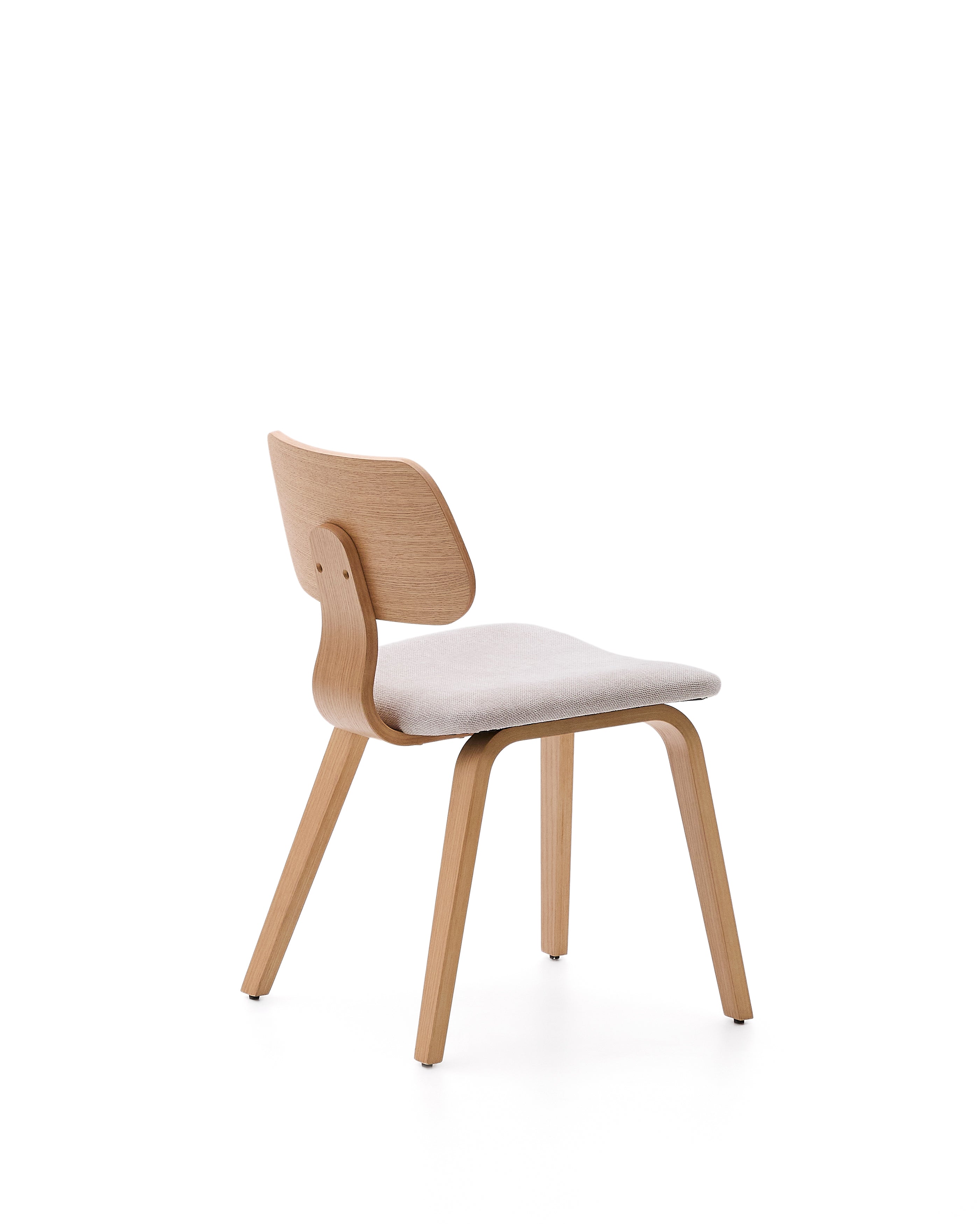 Gena chair in oak veneer and beige chenille - Product Image