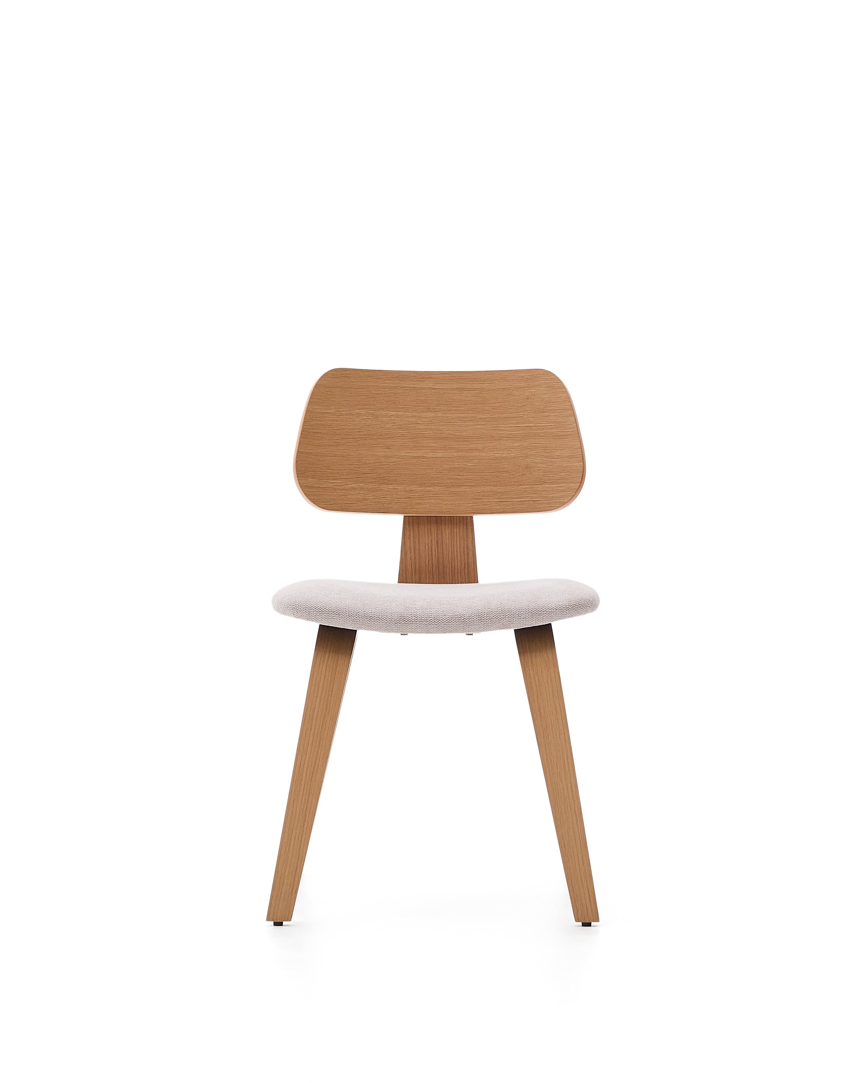 Gena chair in oak veneer and beige chenille - Product Image