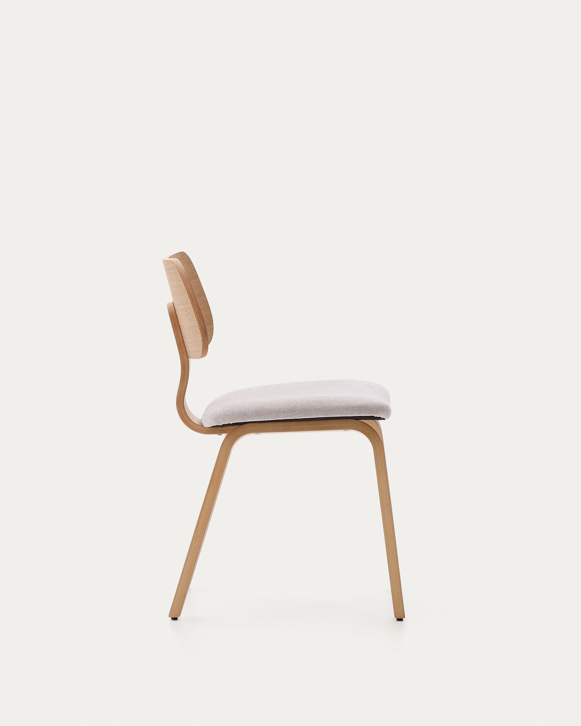 Gena chair in oak veneer and beige chenille - Product View