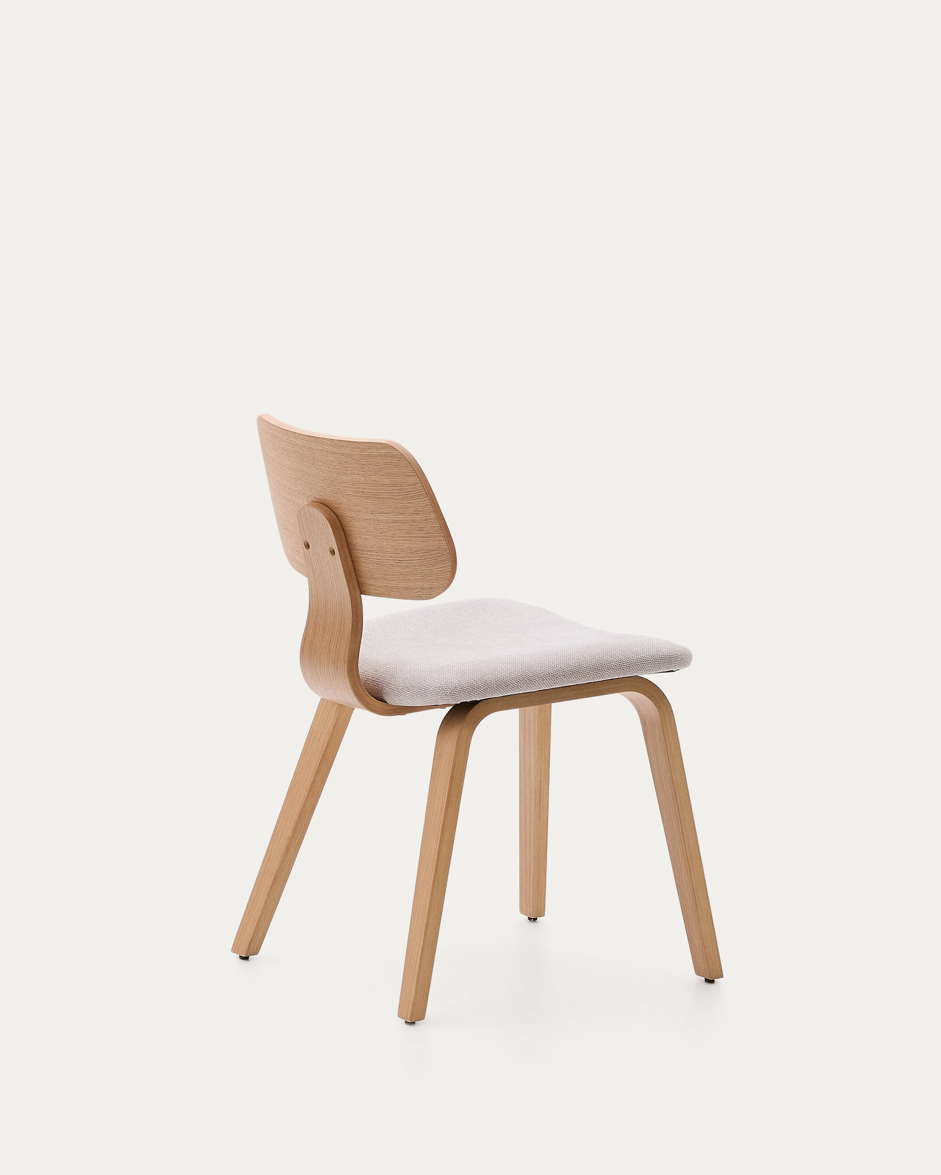 Gena chair in oak veneer and beige chenille - Product View