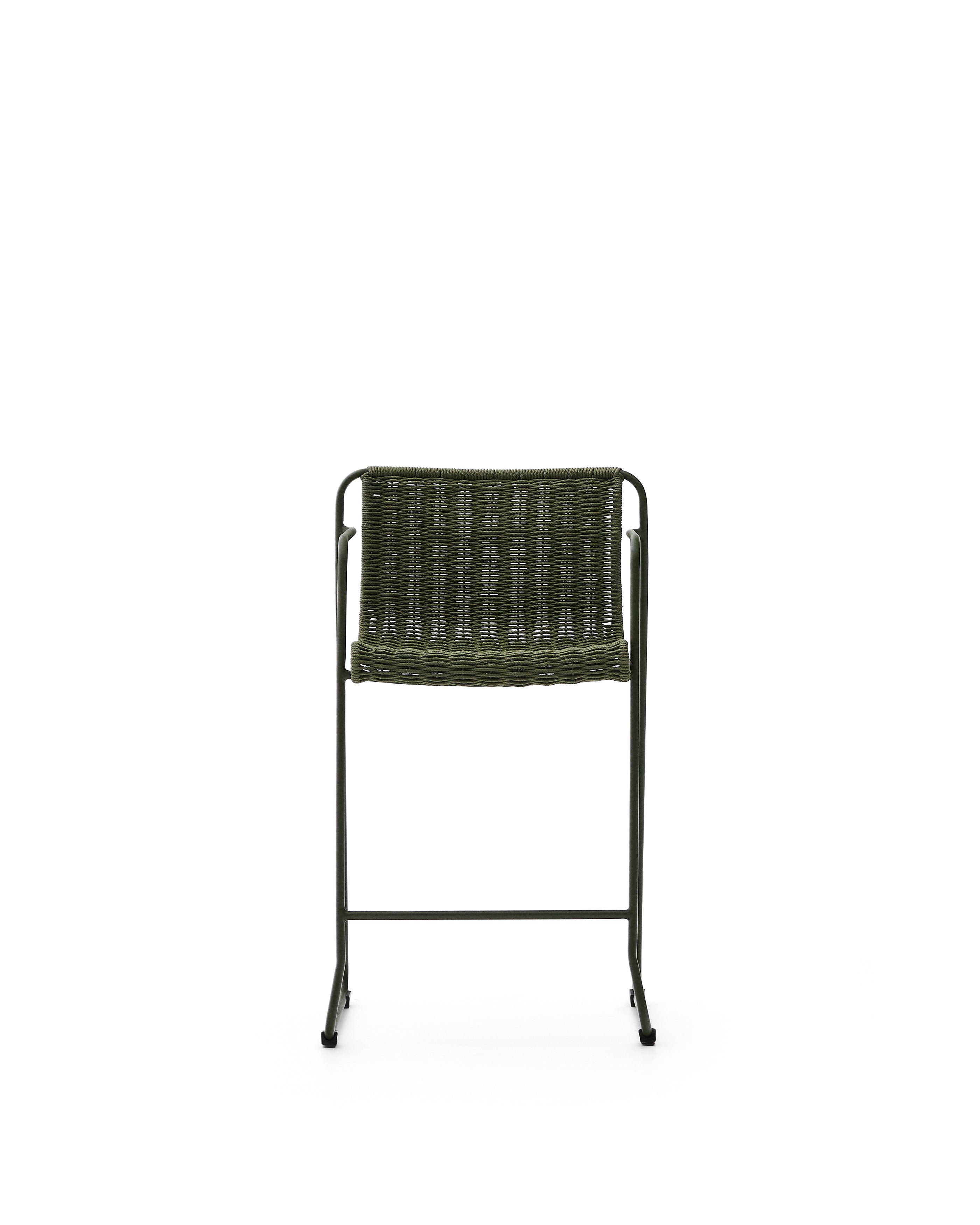 Maurina stool in green galvanised steel and green rope cord 64,5cm - Product Image