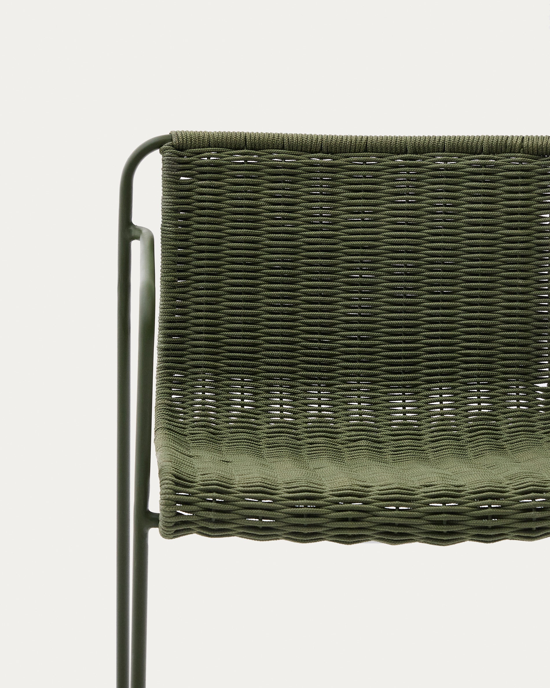 Maurina stool in green galvanised steel and green rope cord 64,5cm - Detail