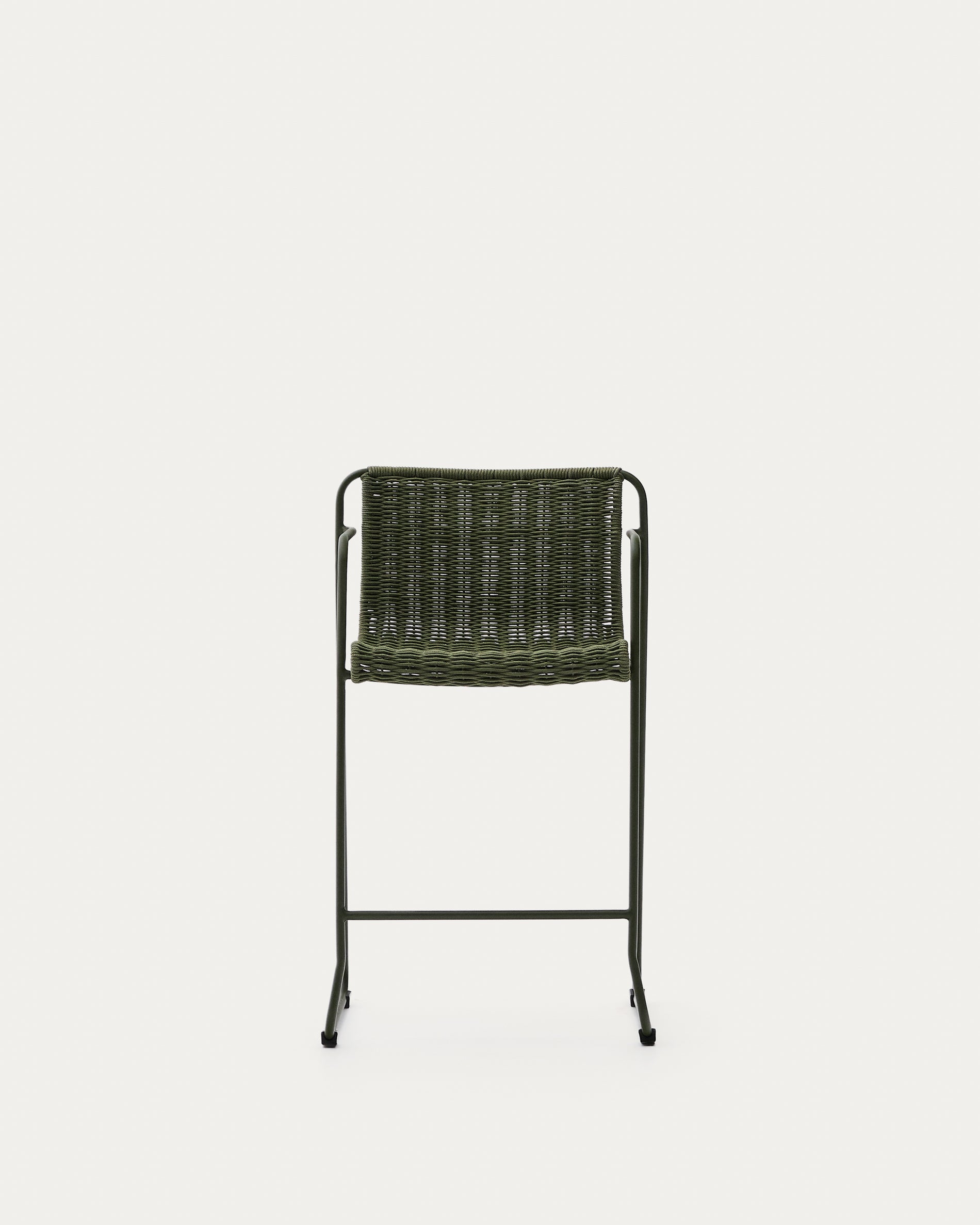 Maurina stool in green galvanised steel and green rope cord 64,5cm - Product View